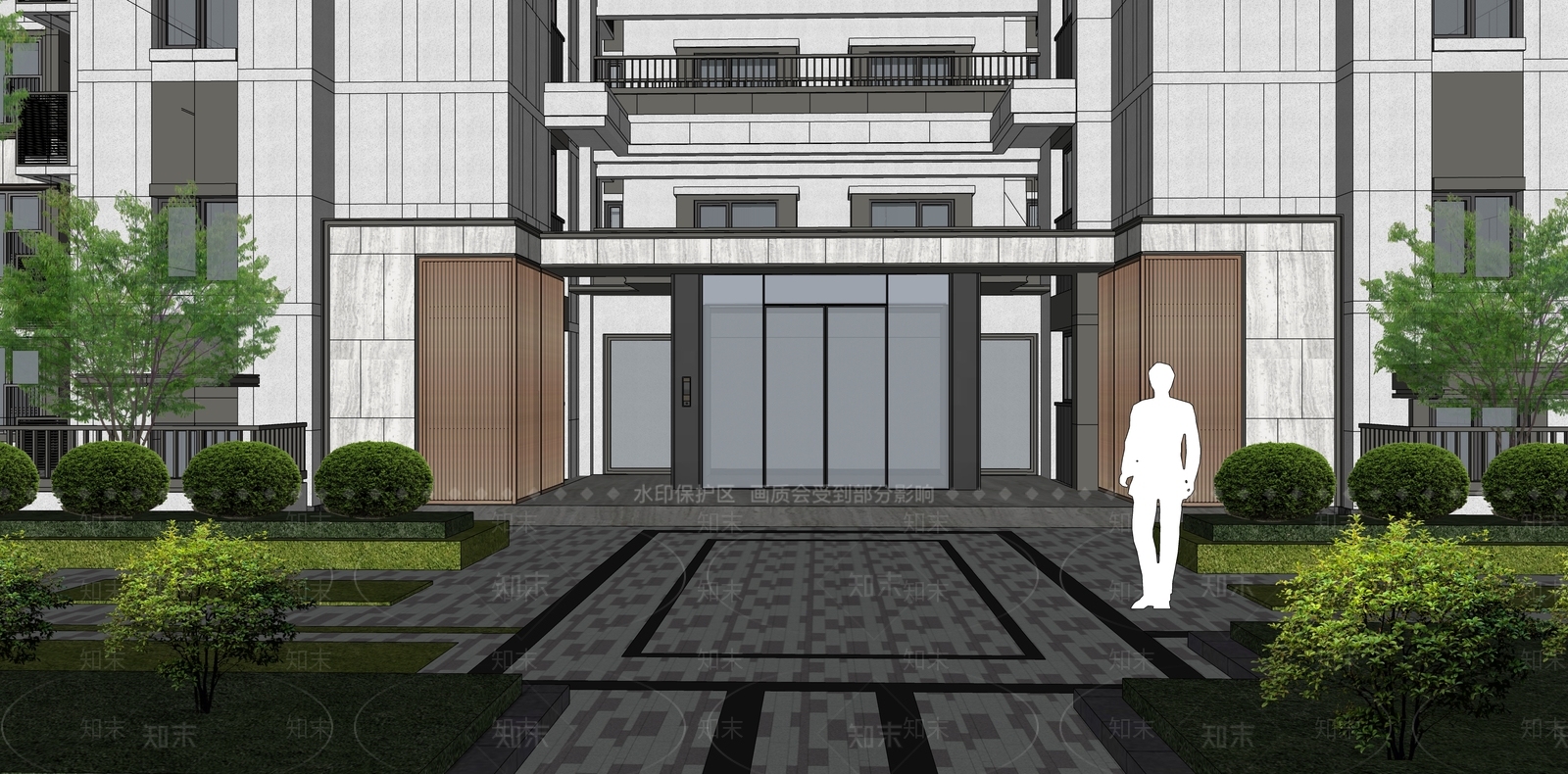 现代轻奢小区建筑SU模型下载【ID:1186731829】