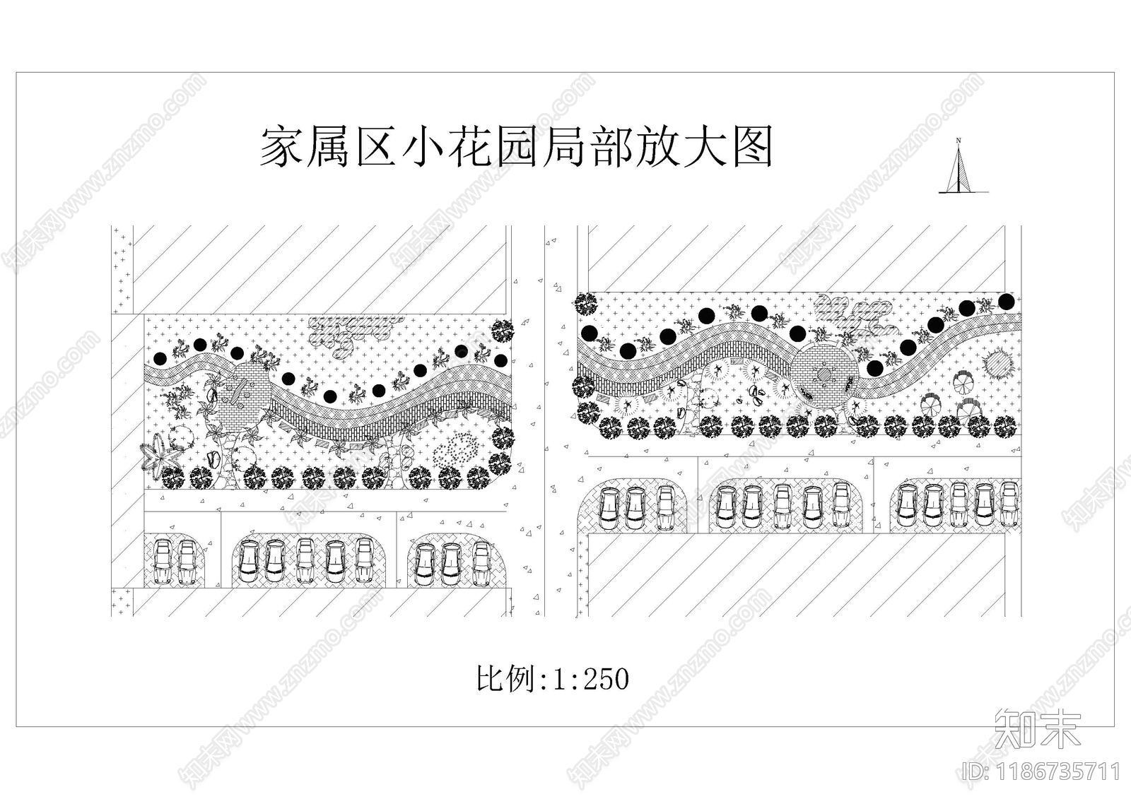 现代新中式庭院cad施工图下载【ID:1186735711】