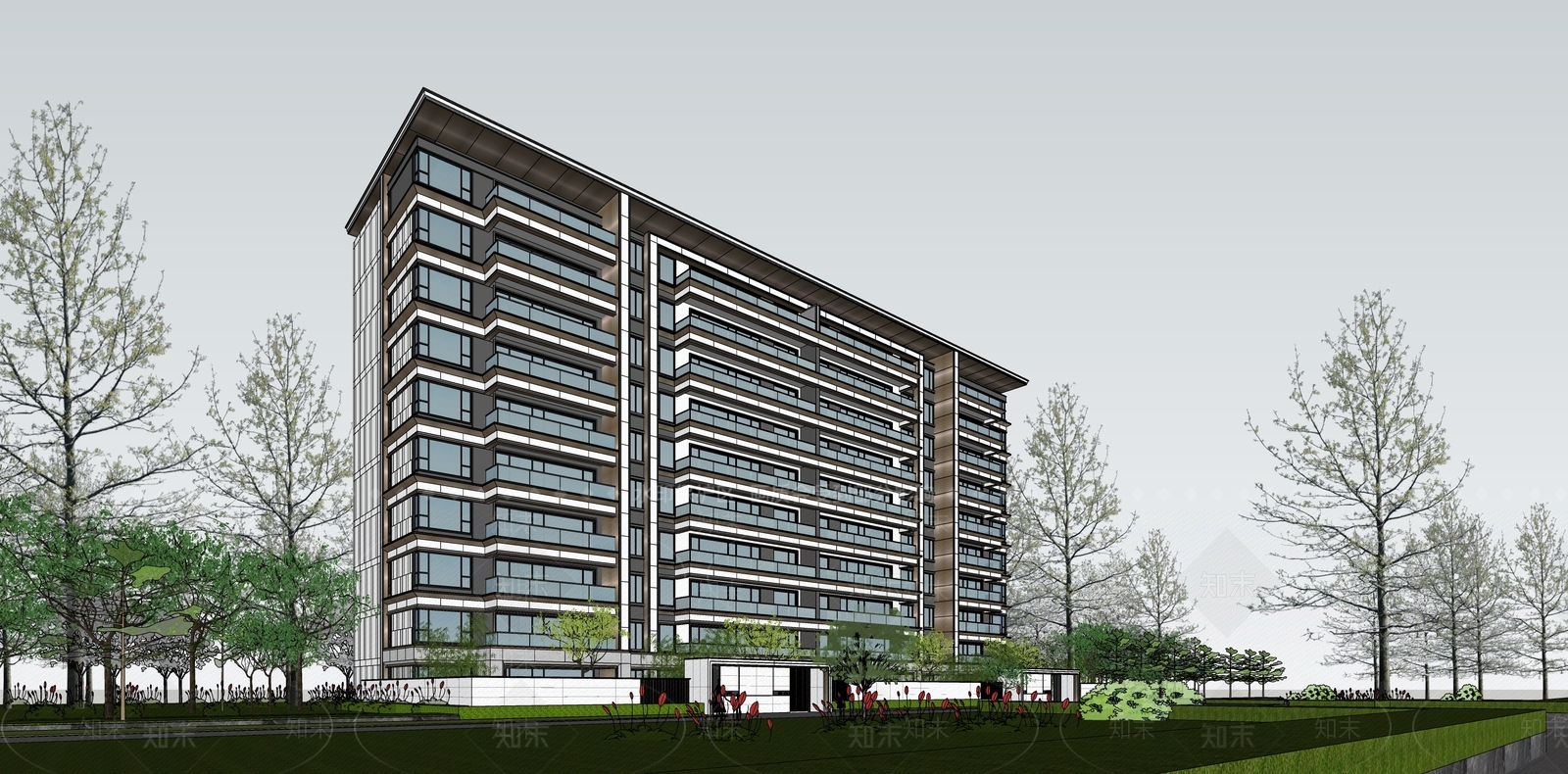 现代新中式多层住宅SU模型下载【ID:1186740564】