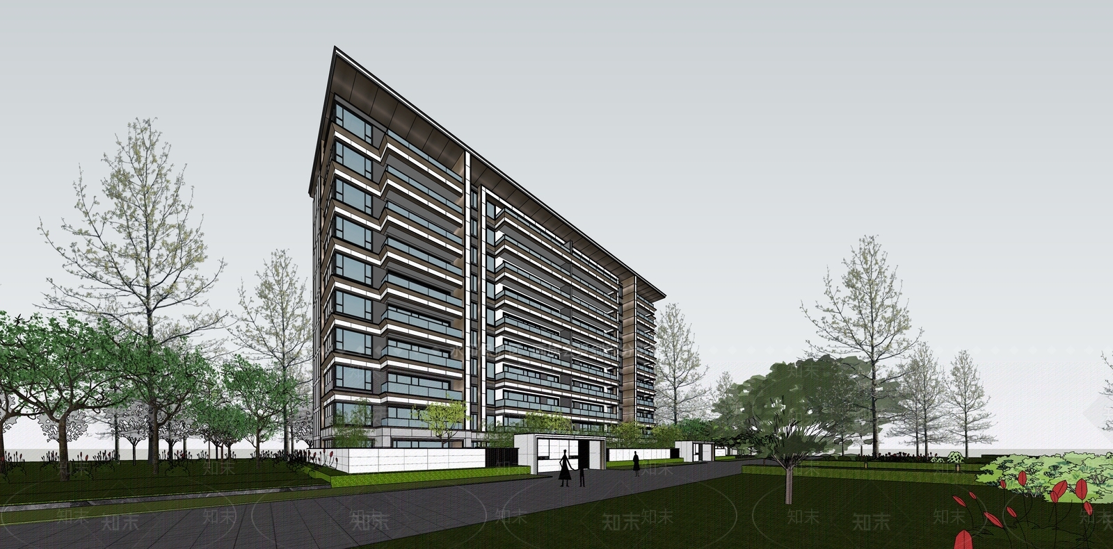 现代新中式多层住宅SU模型下载【ID:1186740564】