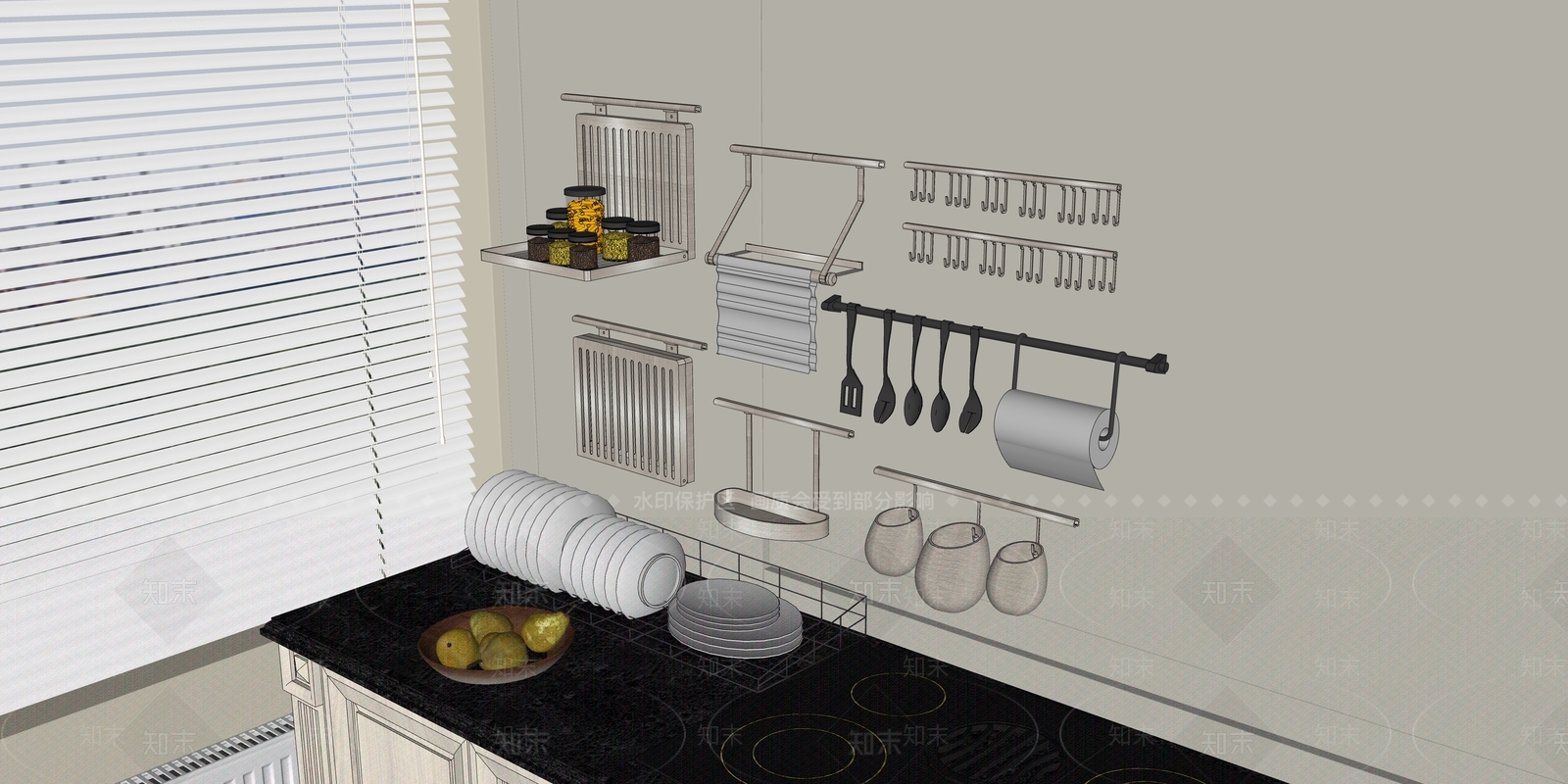 厨房用品组合SU模型下载【ID:1186740688】