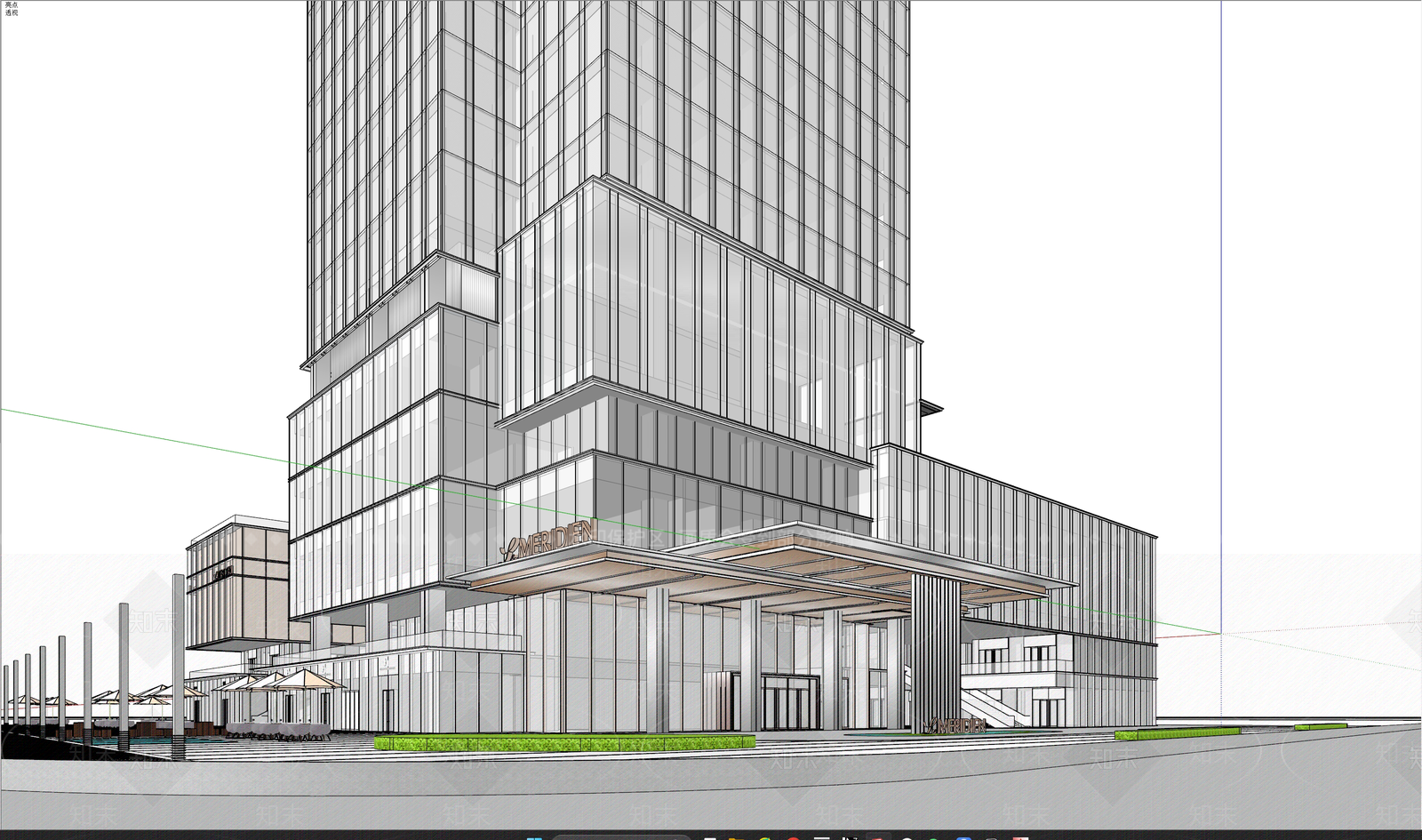 现代酒店建筑SU模型下载【ID:1186741494】