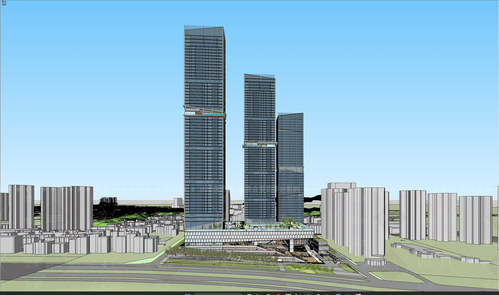 现代商场建筑SU模型下载【ID:1186741669】