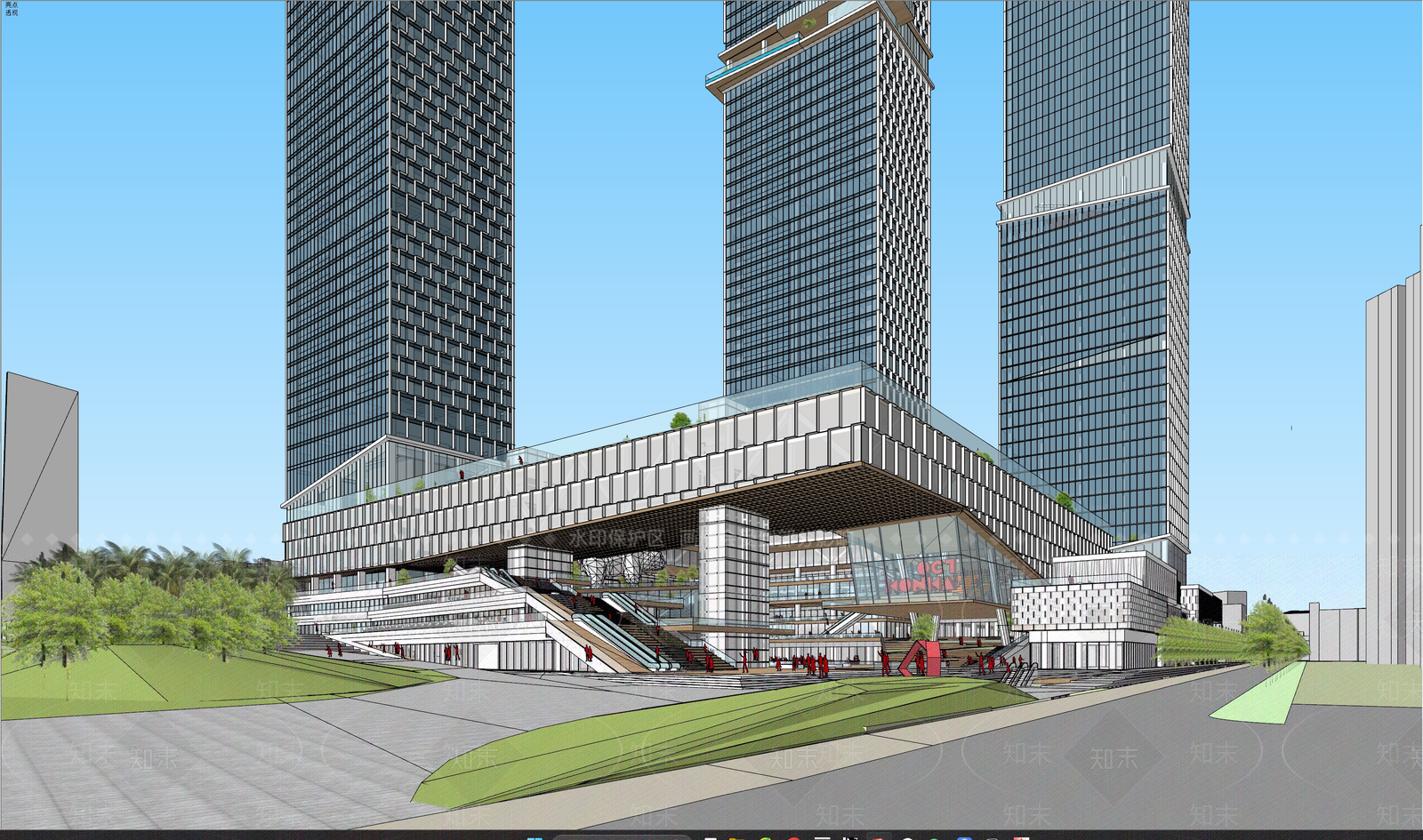 现代商场建筑SU模型下载【ID:1186741669】