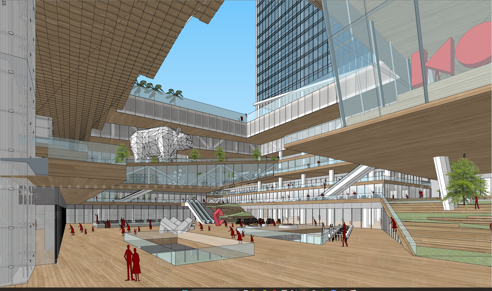 现代商场建筑SU模型下载【ID:1186741669】