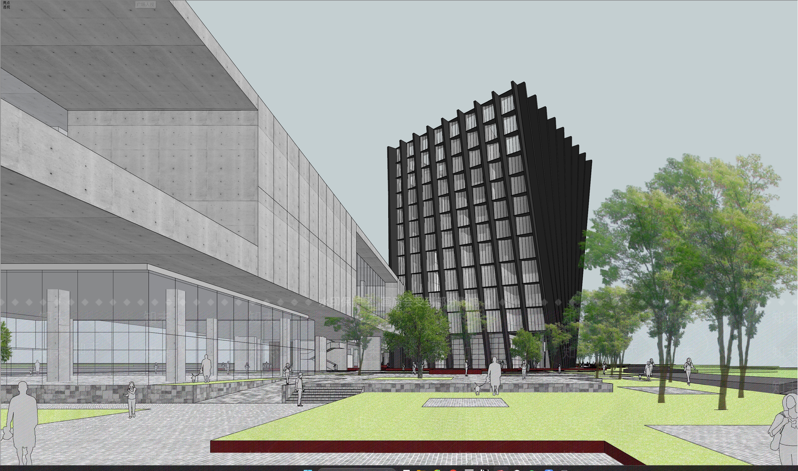 现代图书馆建筑SU模型下载【ID:1186743527】