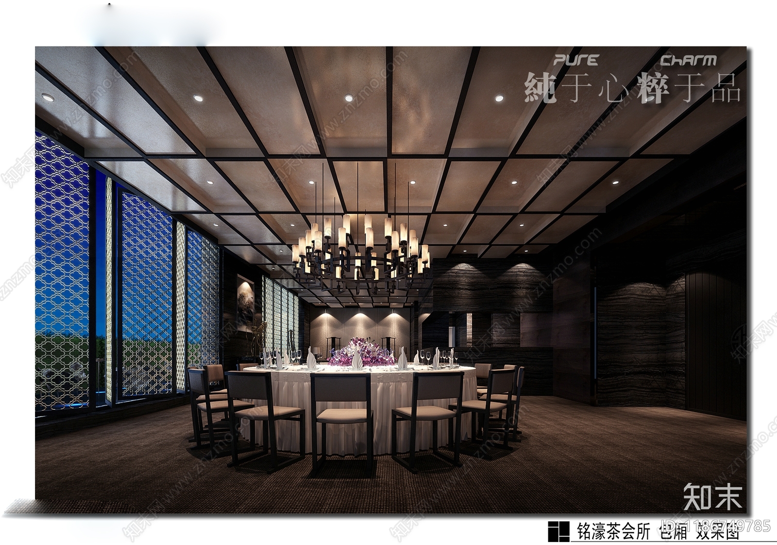现代新中式会所cad施工图下载【ID:1186749785】