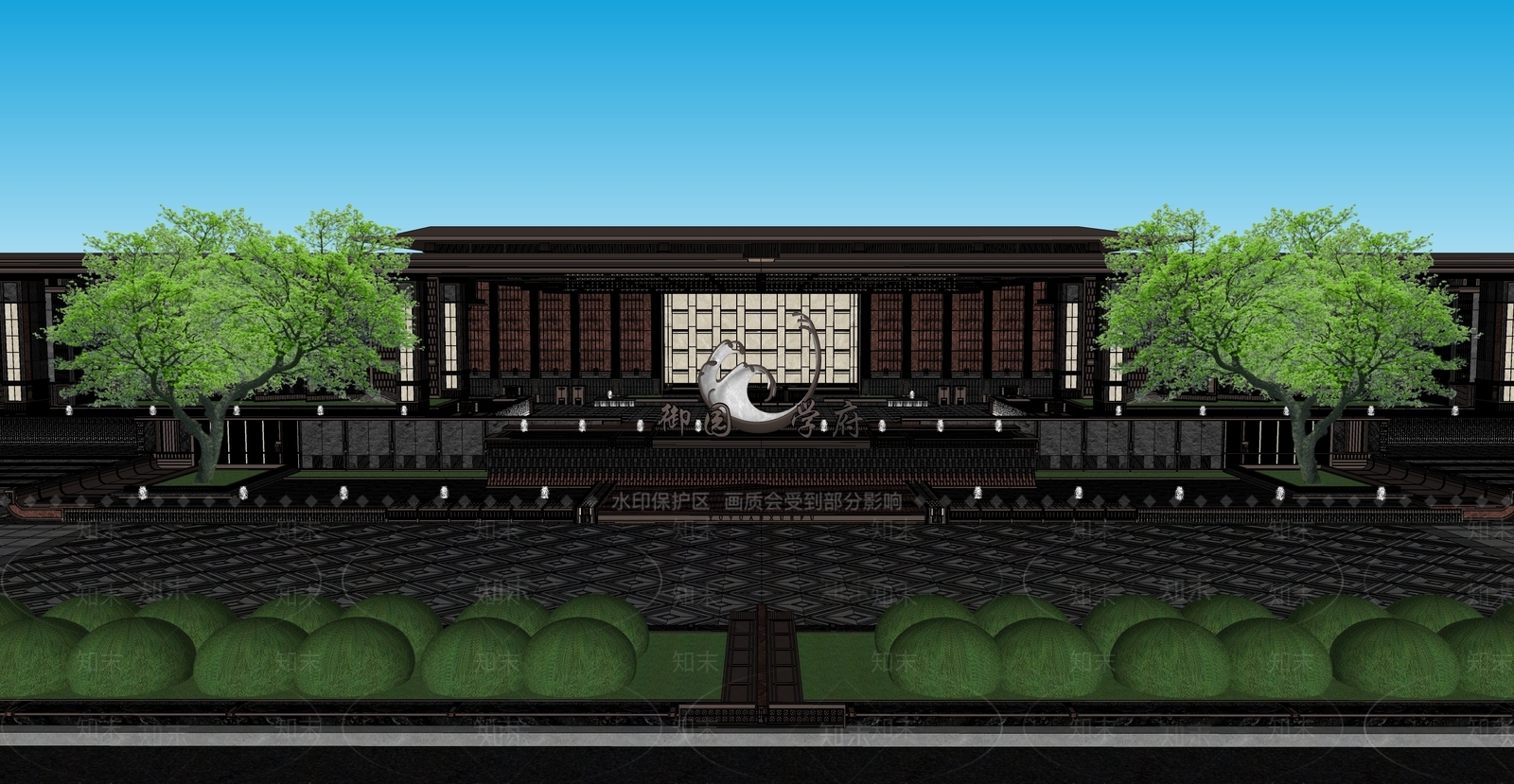 新中式中式商业景观SU模型下载【ID:1186755946】