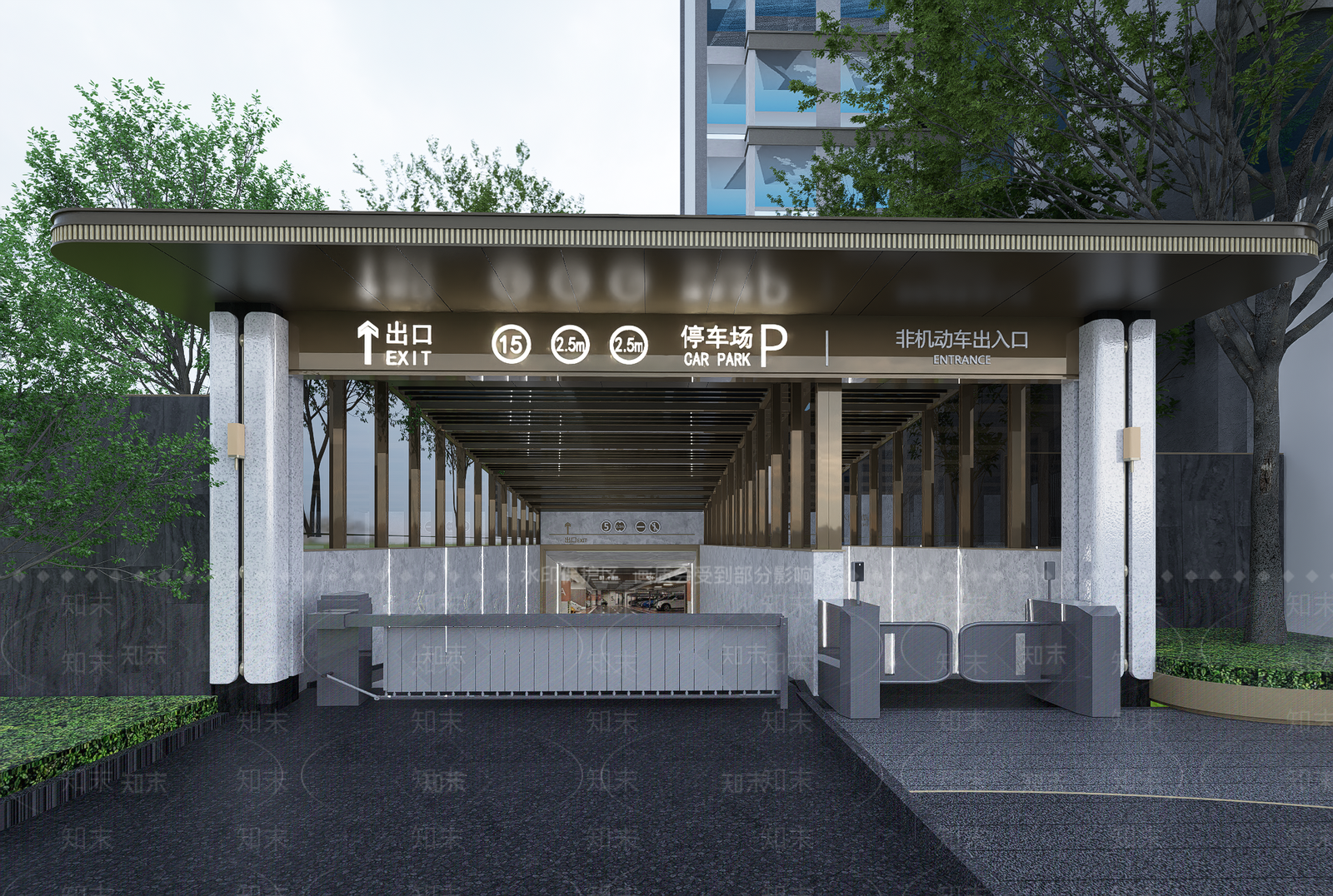 新中式轻奢小区景观SU模型下载【ID:1186758097】