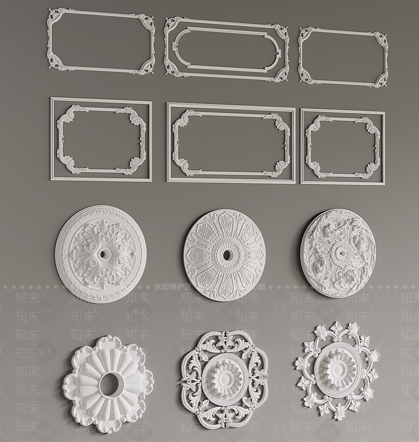 法式线条3D模型下载【ID:1186759506】