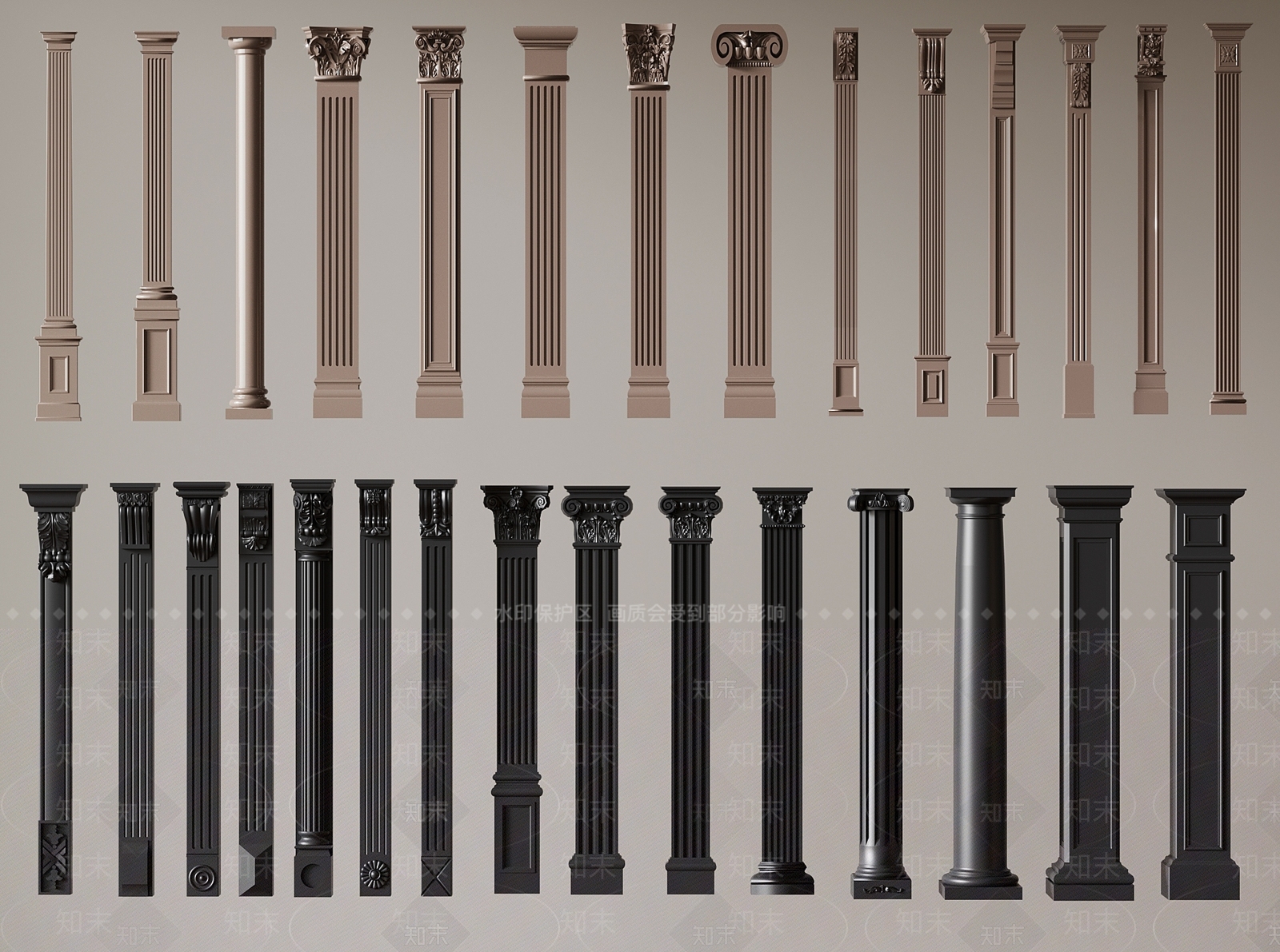 法式柱子3D模型下载【ID:1186759901】