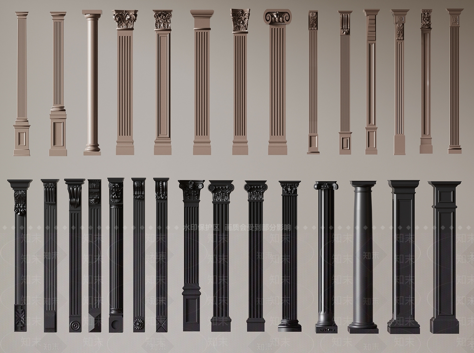 法式柱子SU模型下载【ID:1186759889】
