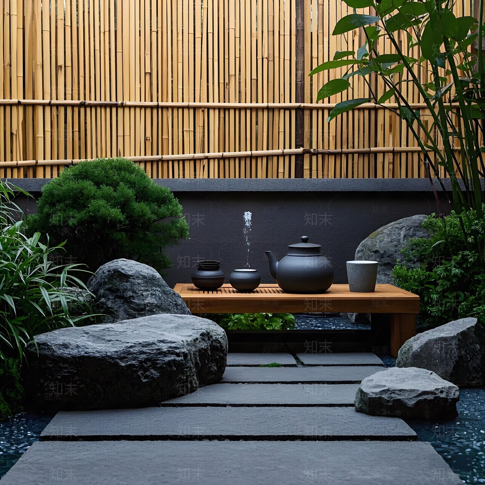 新中式禅意小区外景贴图下载【ID:1186763562】