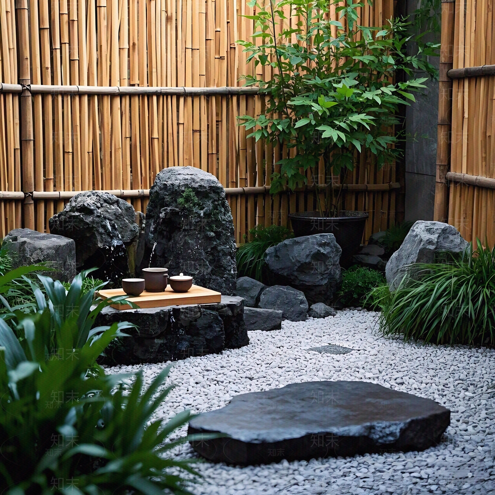 新中式禅意小区外景贴图下载【ID:1186764086】