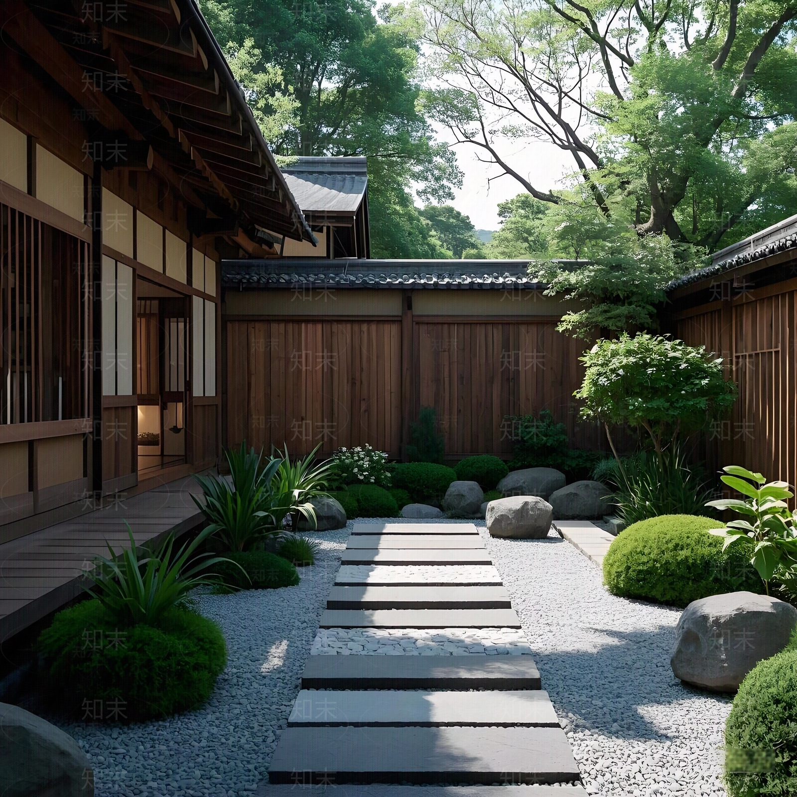 日式禅意小区外景贴图下载【ID:1186765352】