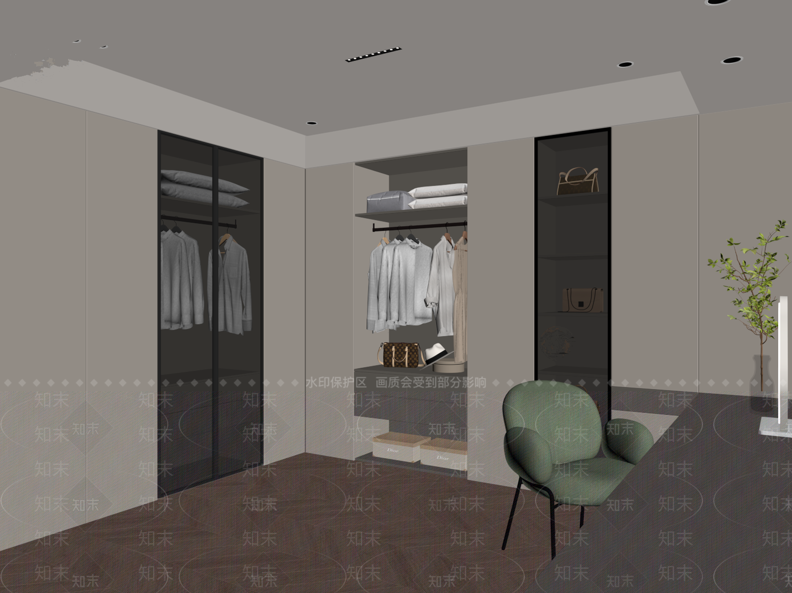 现代衣帽间SU模型下载【ID:1186768109】