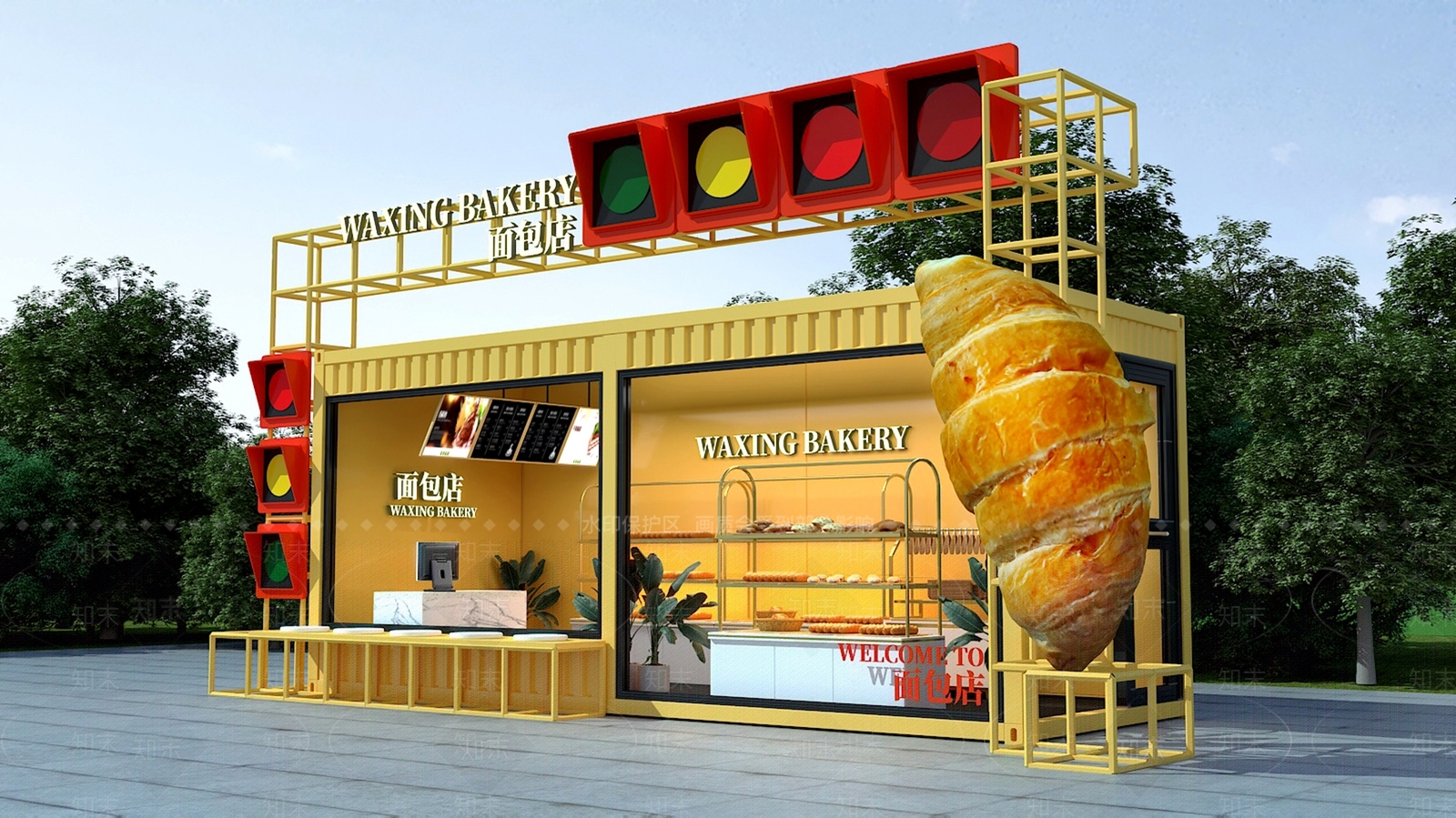 现代法式甜品面包店3D模型下载【ID:1186771053】