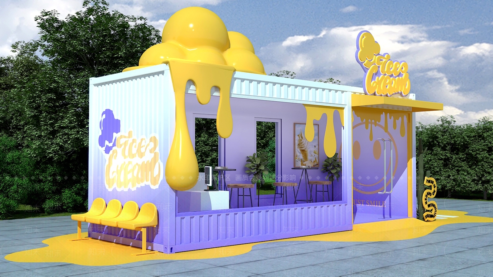 现代奶油奶茶店3D模型下载【ID:1186771287】