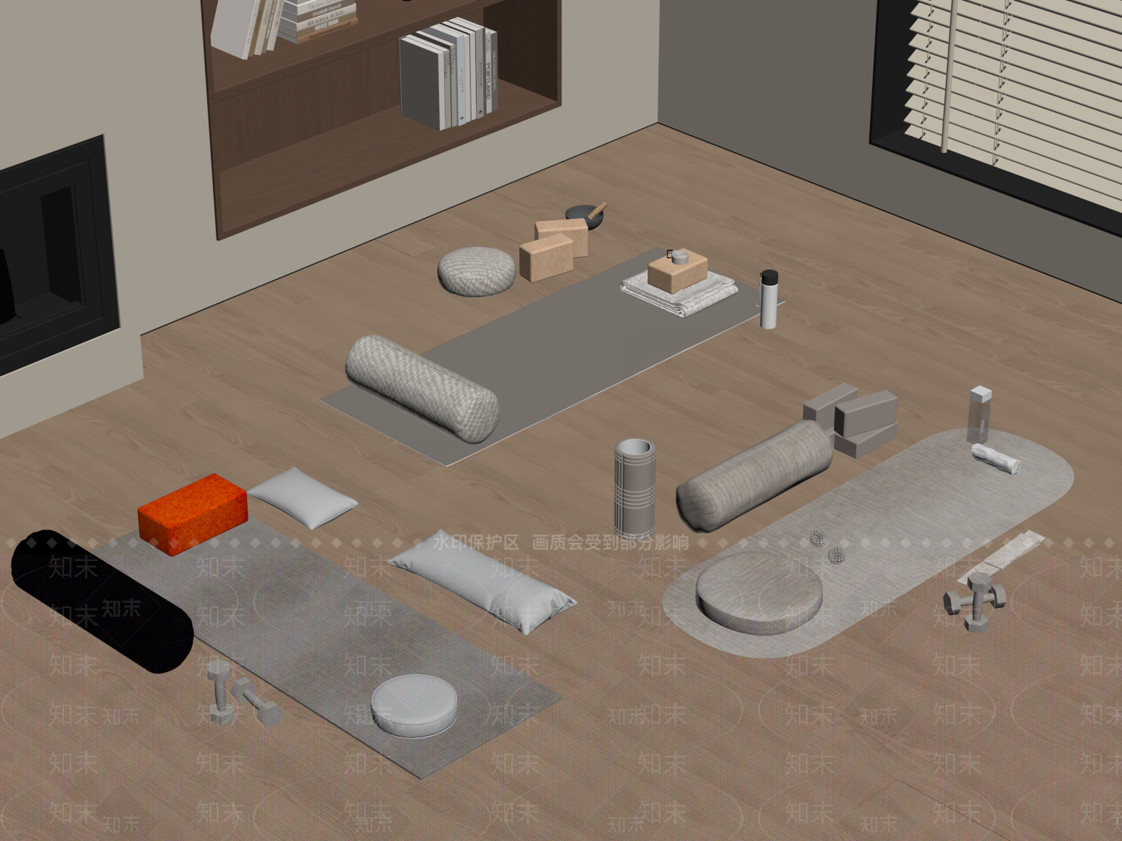 现代瑜伽室SU模型下载【ID:1186777386】