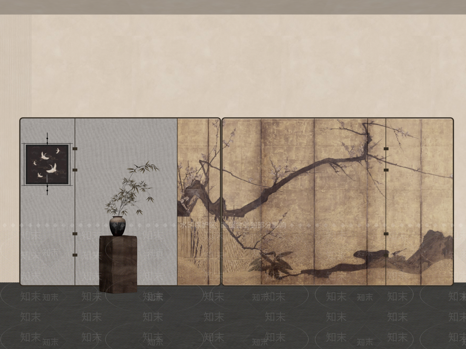 新中式屏风SU模型下载【ID:1186778991】