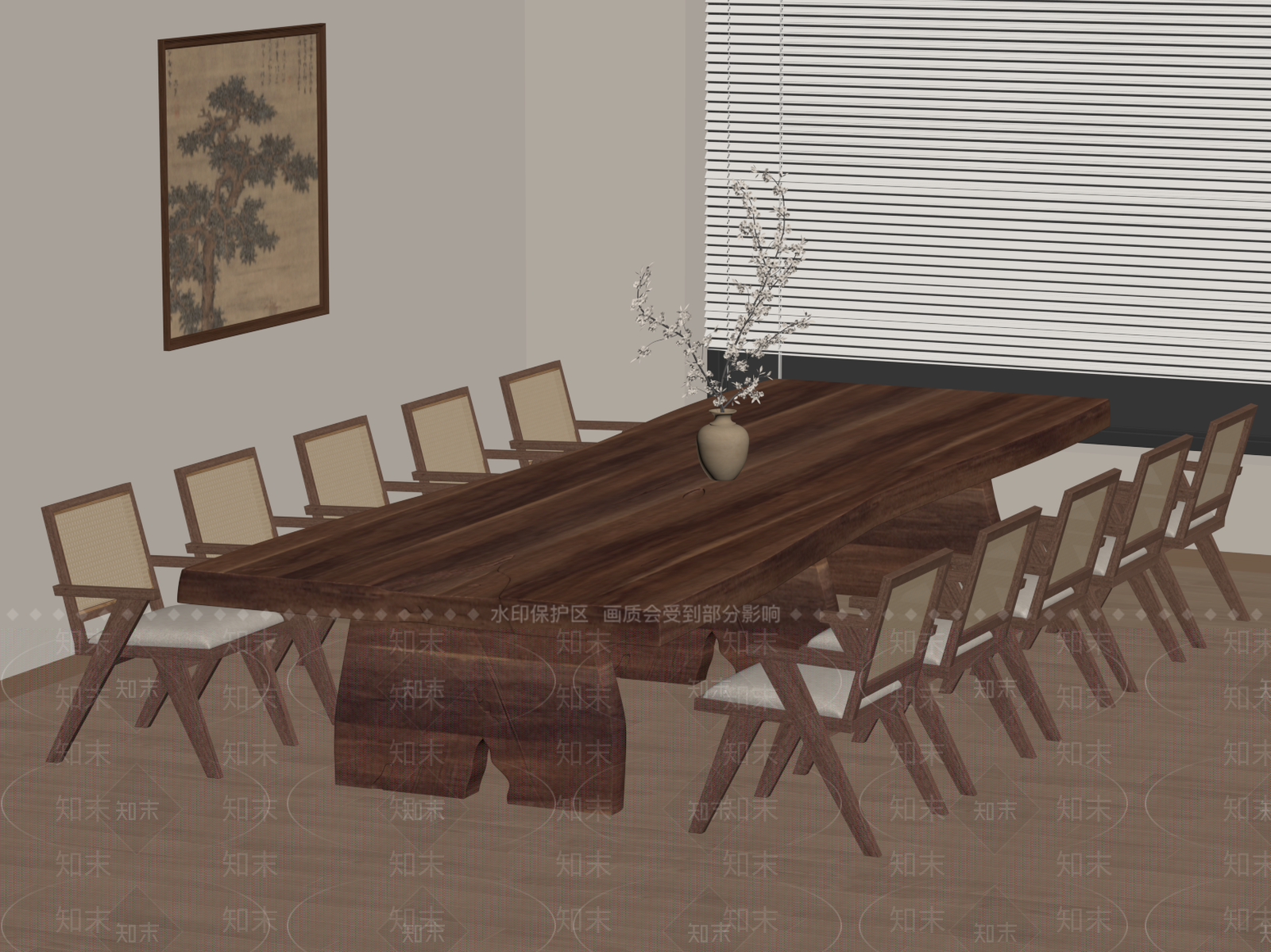 新中式会议室SU模型下载【ID:1186780064】