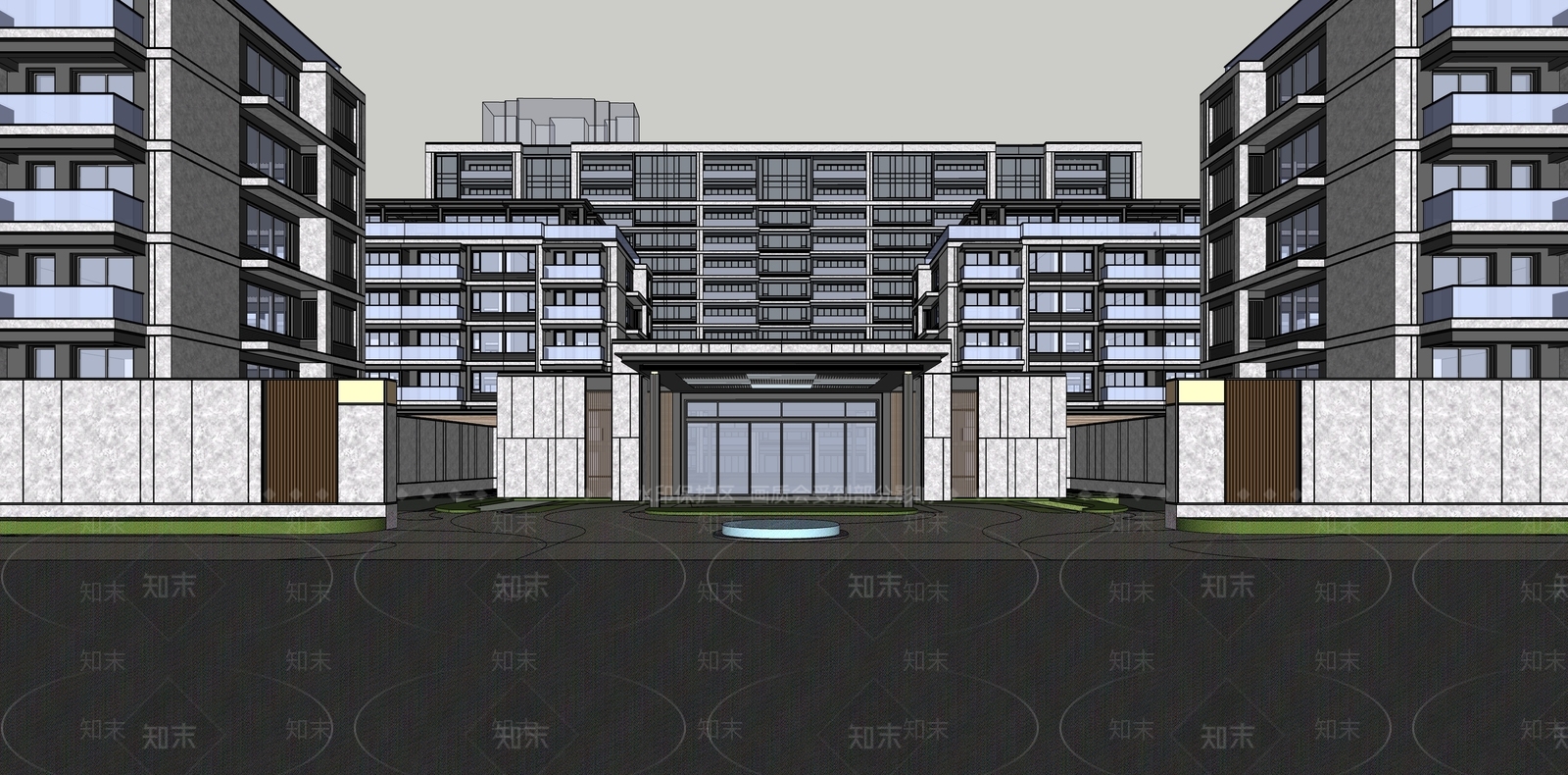 现代简约小区建筑SU模型下载【ID:1186781222】