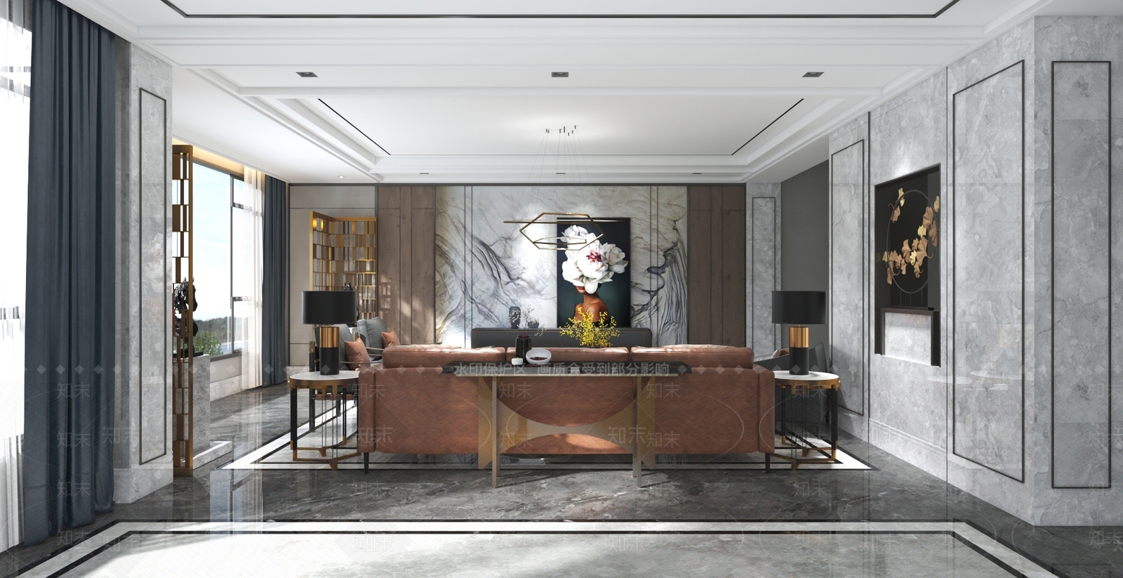 欧式简欧家居客厅3D模型下载【ID:1186782699】