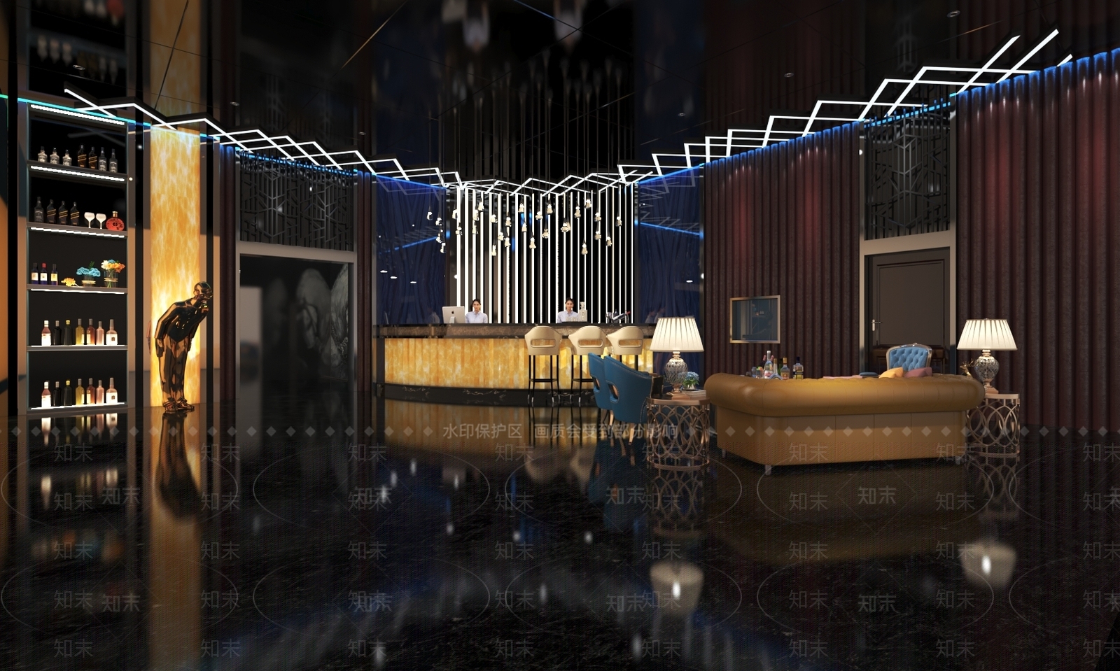 现代轻奢酒吧3D模型下载【ID:1186785950】
