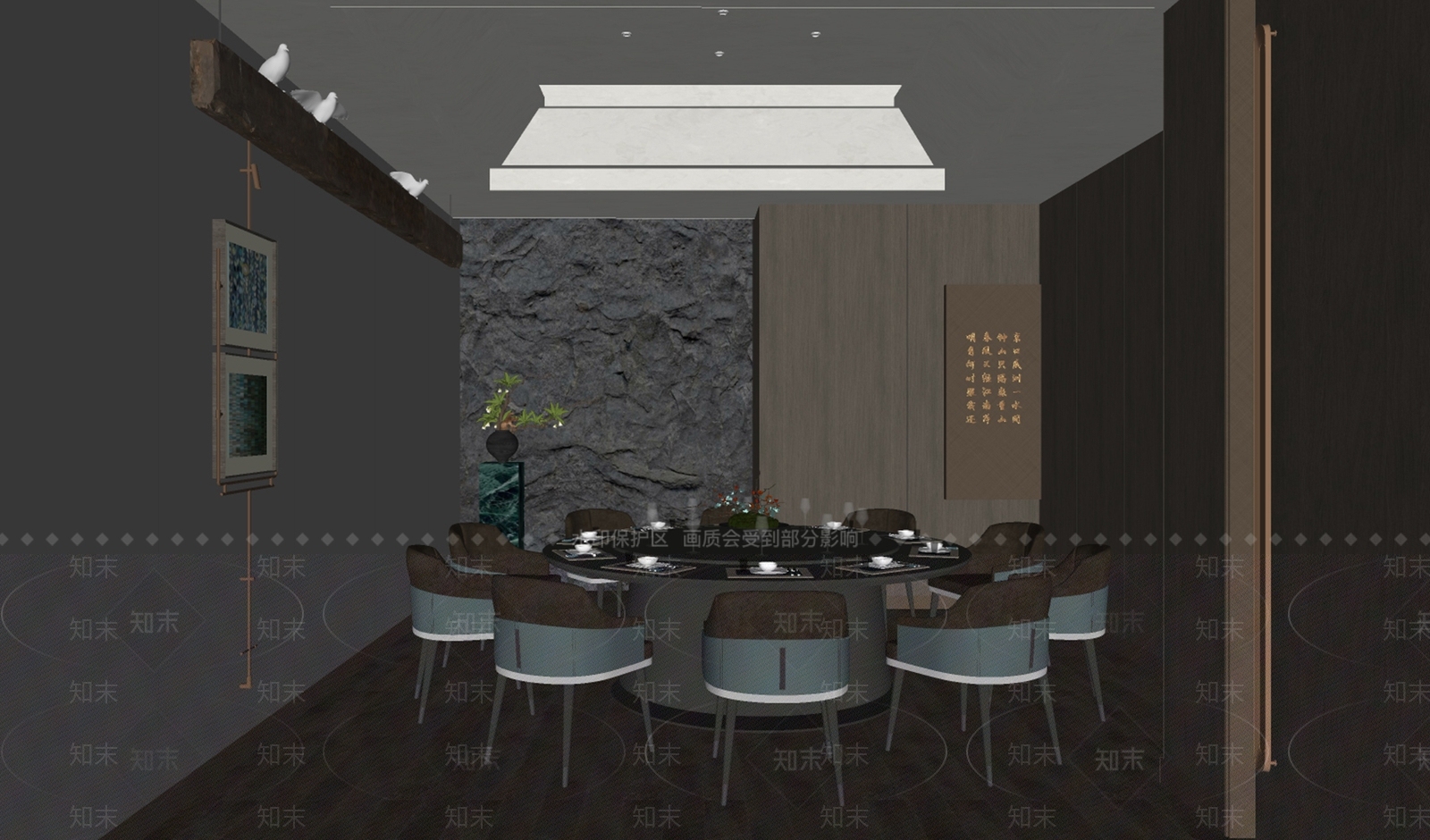 新中式包厢SU模型下载【ID:1186786870】