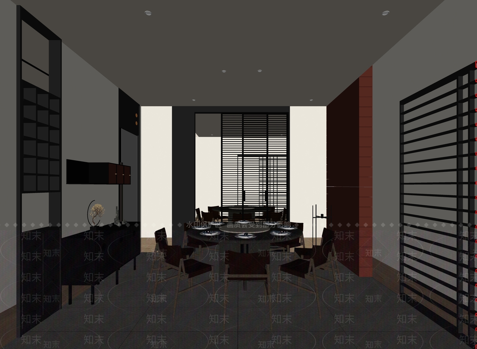 中式新中式中餐厅SU模型下载【ID:1186790889】