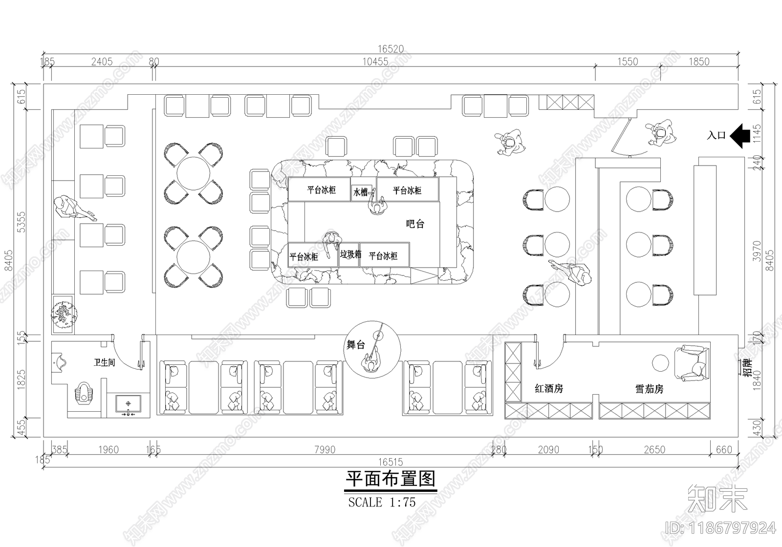 酒吧施工图下载【ID:1186797924】