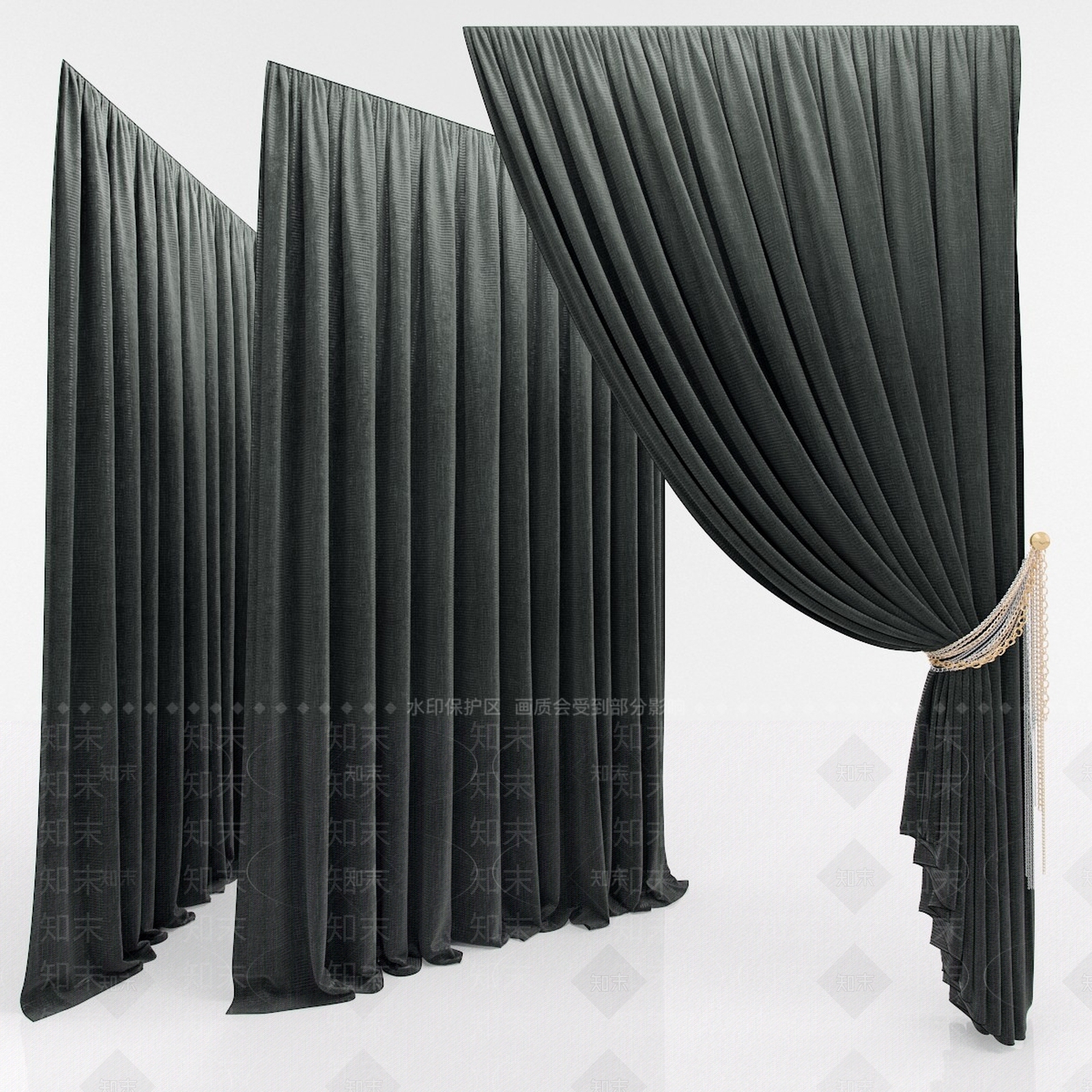 现代简欧通用窗帘3D模型下载【ID:1186802385】