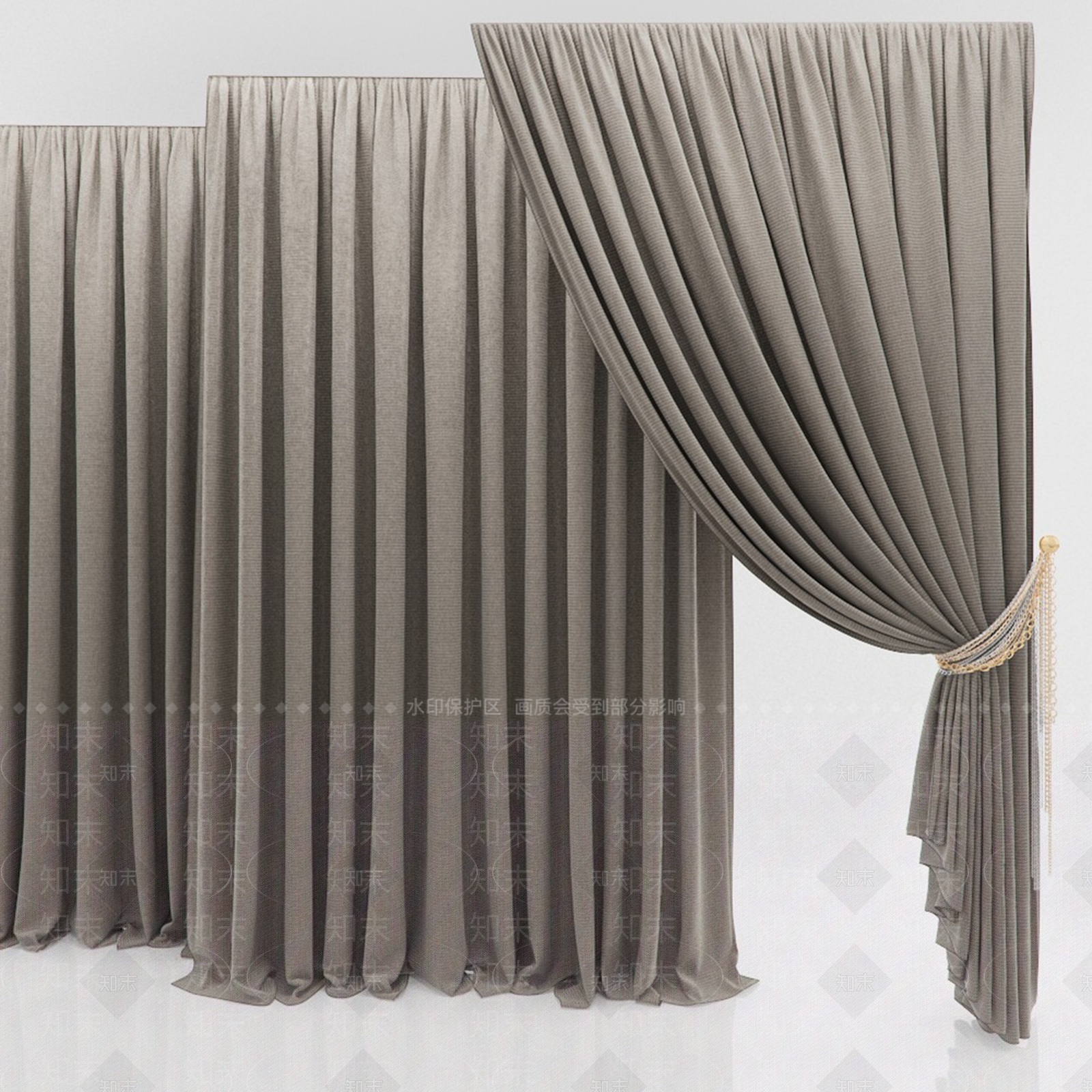 现代简欧通用窗帘3D模型下载【ID:1186802385】