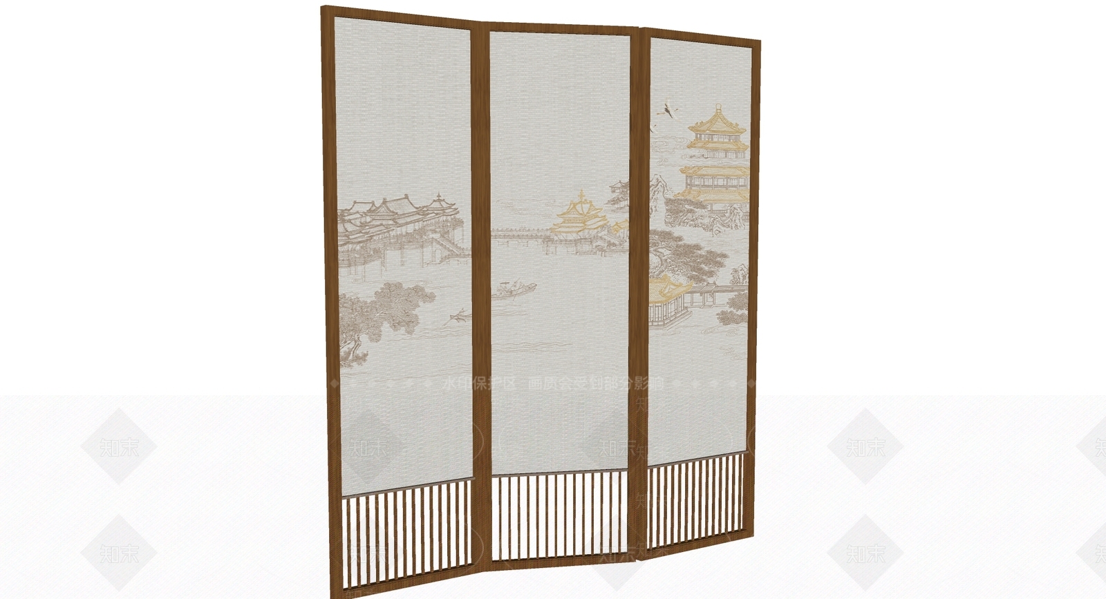 新中式中式屏风SU模型下载【ID:1186804565】