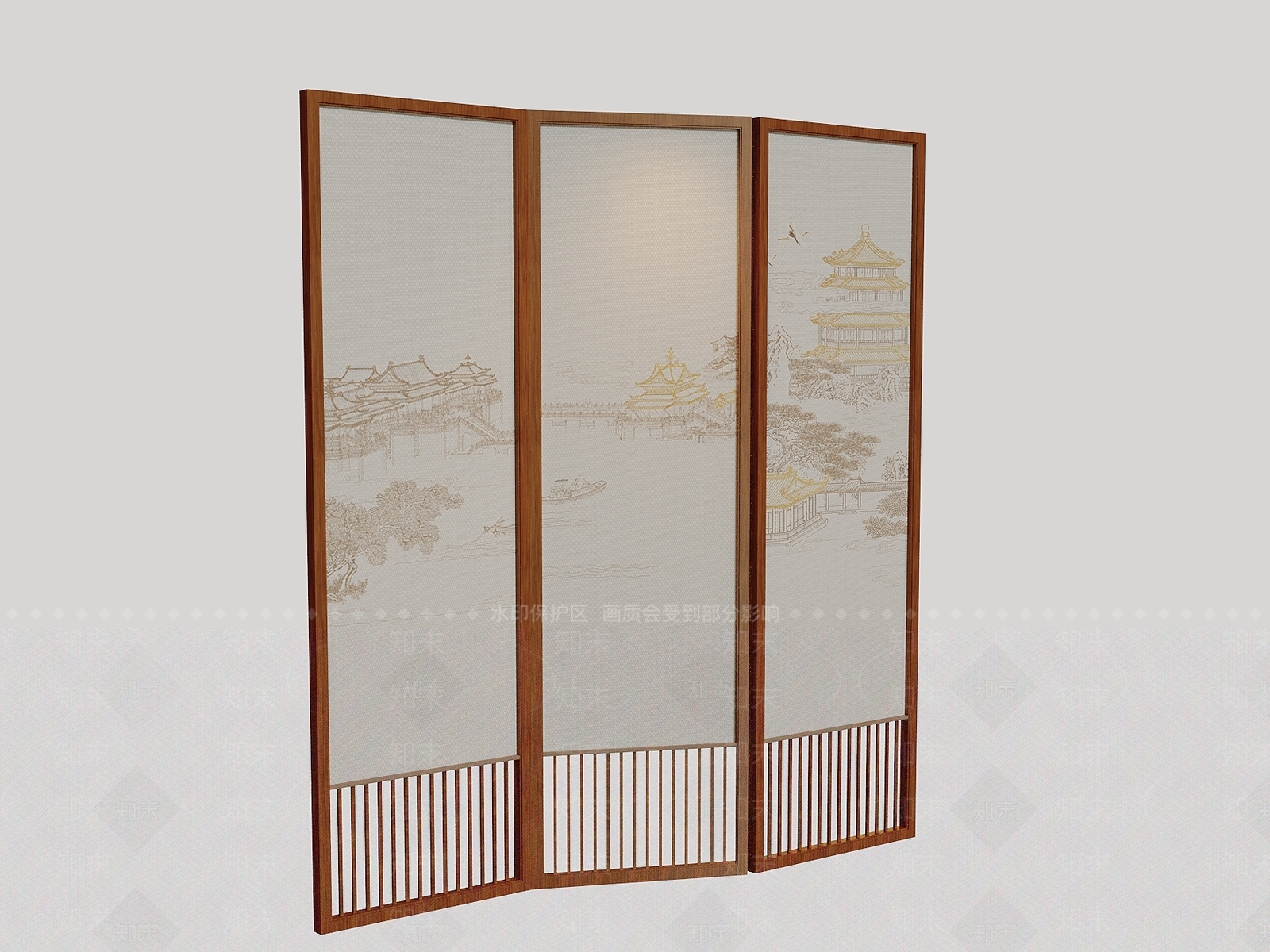 新中式中式屏风SU模型下载【ID:1186804565】
