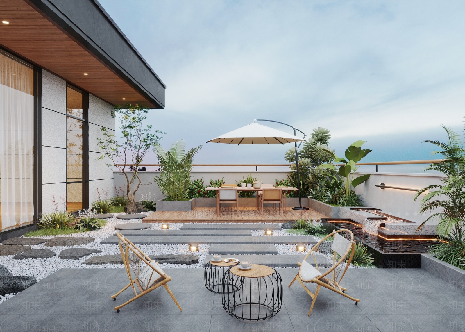 现代屋顶花园3D模型下载【ID:1186805378】