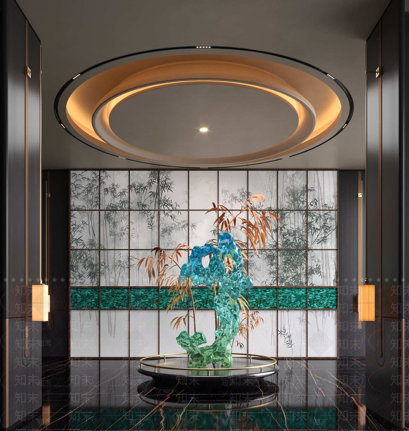 新中式酒店大堂SU模型草图