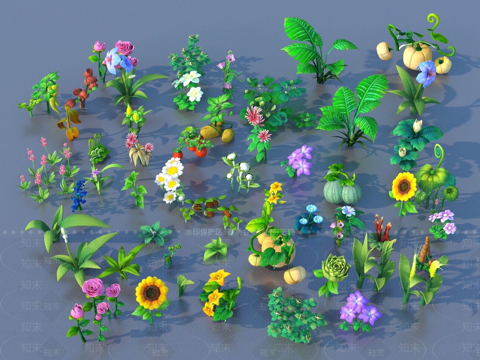 花草组合3D模型下载【ID:1186810389】