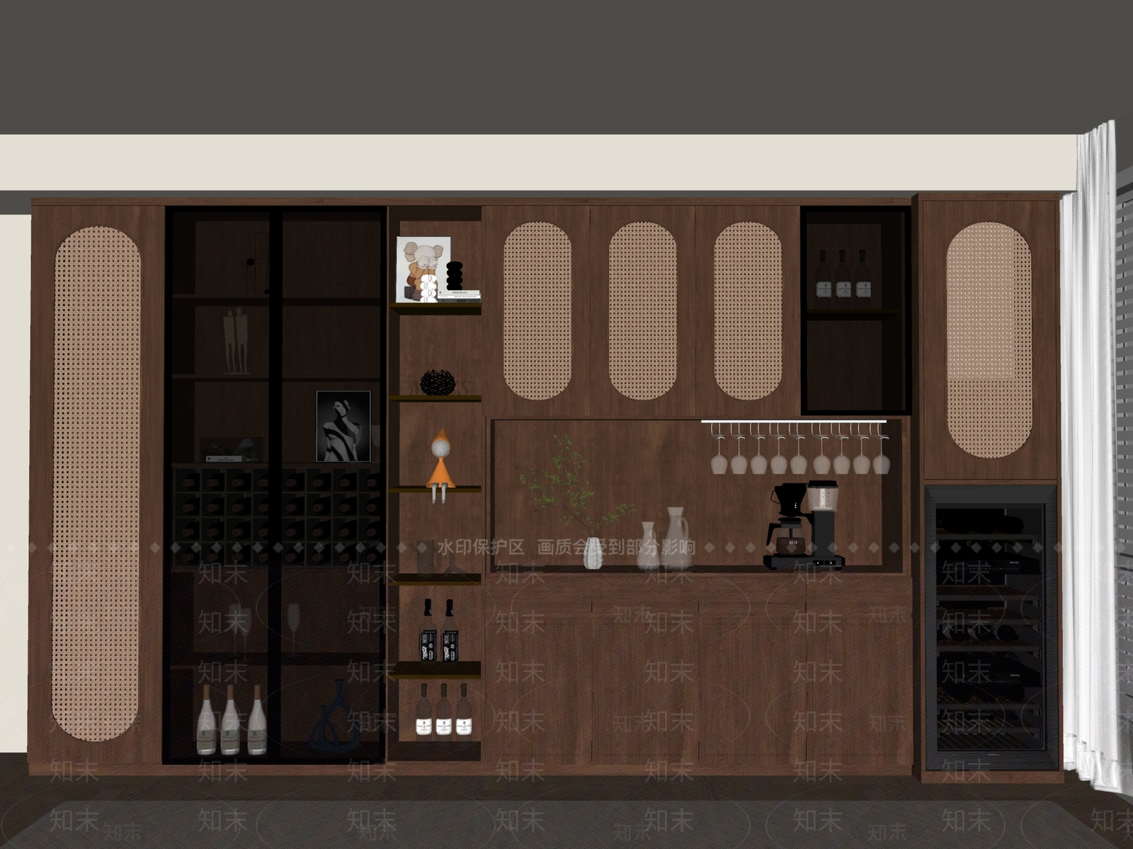 侘寂中古酒柜SU模型下载【ID:1186812865】