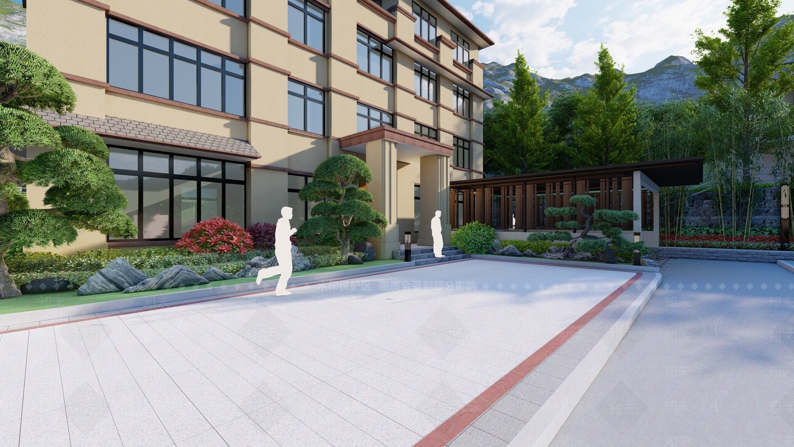 现代别墅庭院SU模型下载【ID:1186981489】