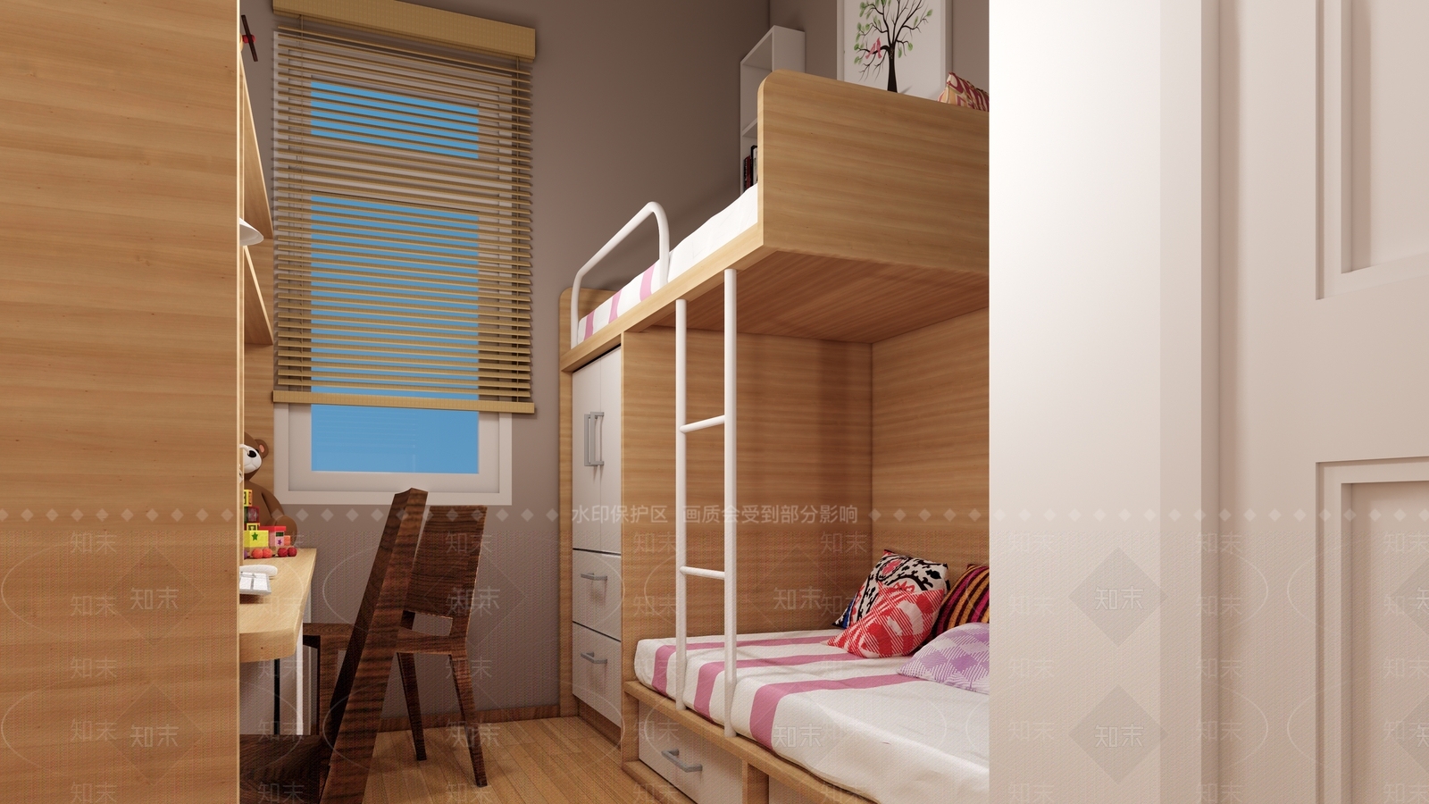 现代新中式通用儿童房SU模型下载【ID:1186825133】