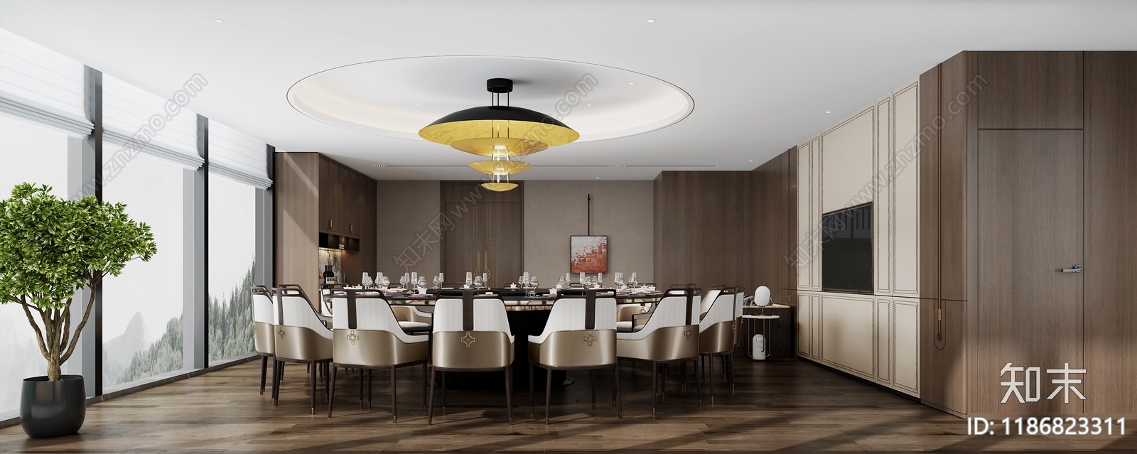 现代新中式开放办公室cad施工图下载【ID:1186823311】