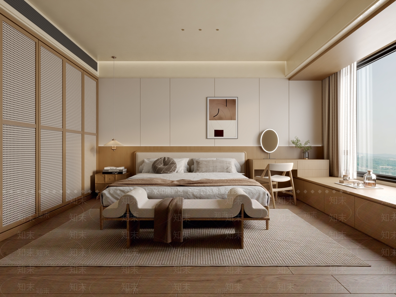 日式原木家居卧室3D模型下载【ID:1186826068】