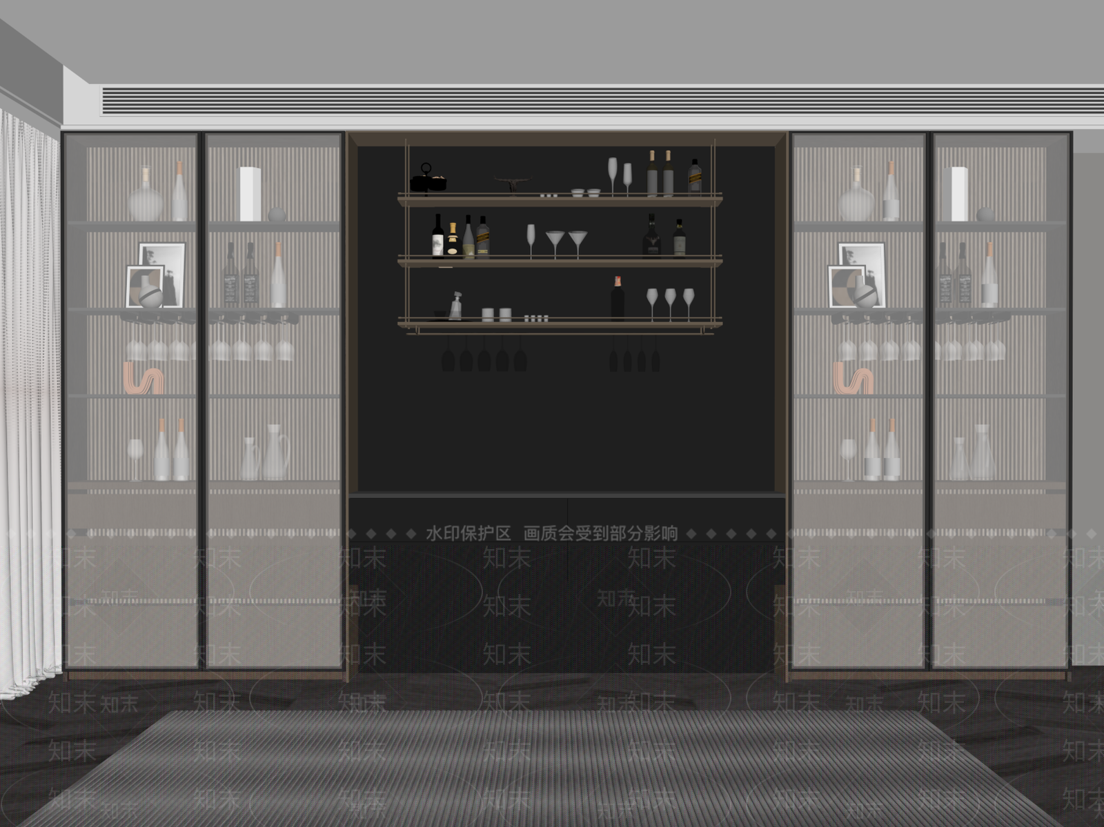 现代酒柜SU模型下载【ID:1186827533】