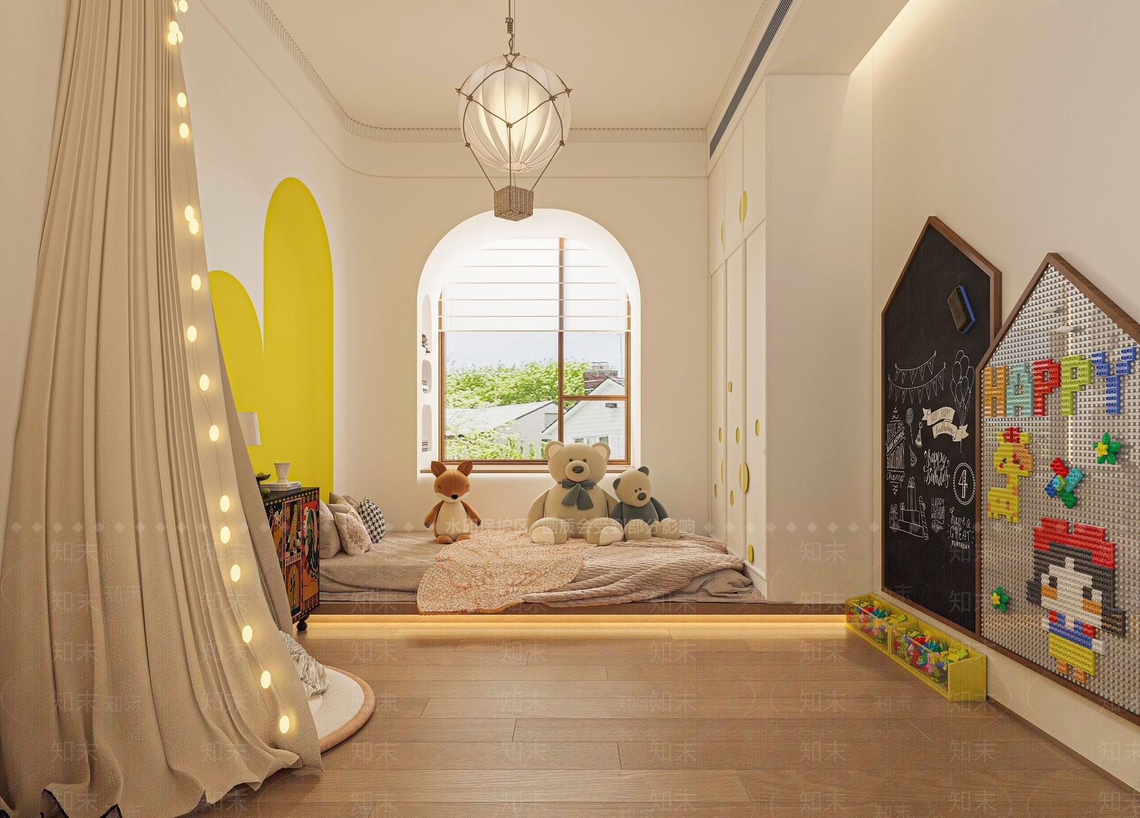 现代奶油通用儿童房3D模型下载【ID:1186828993】