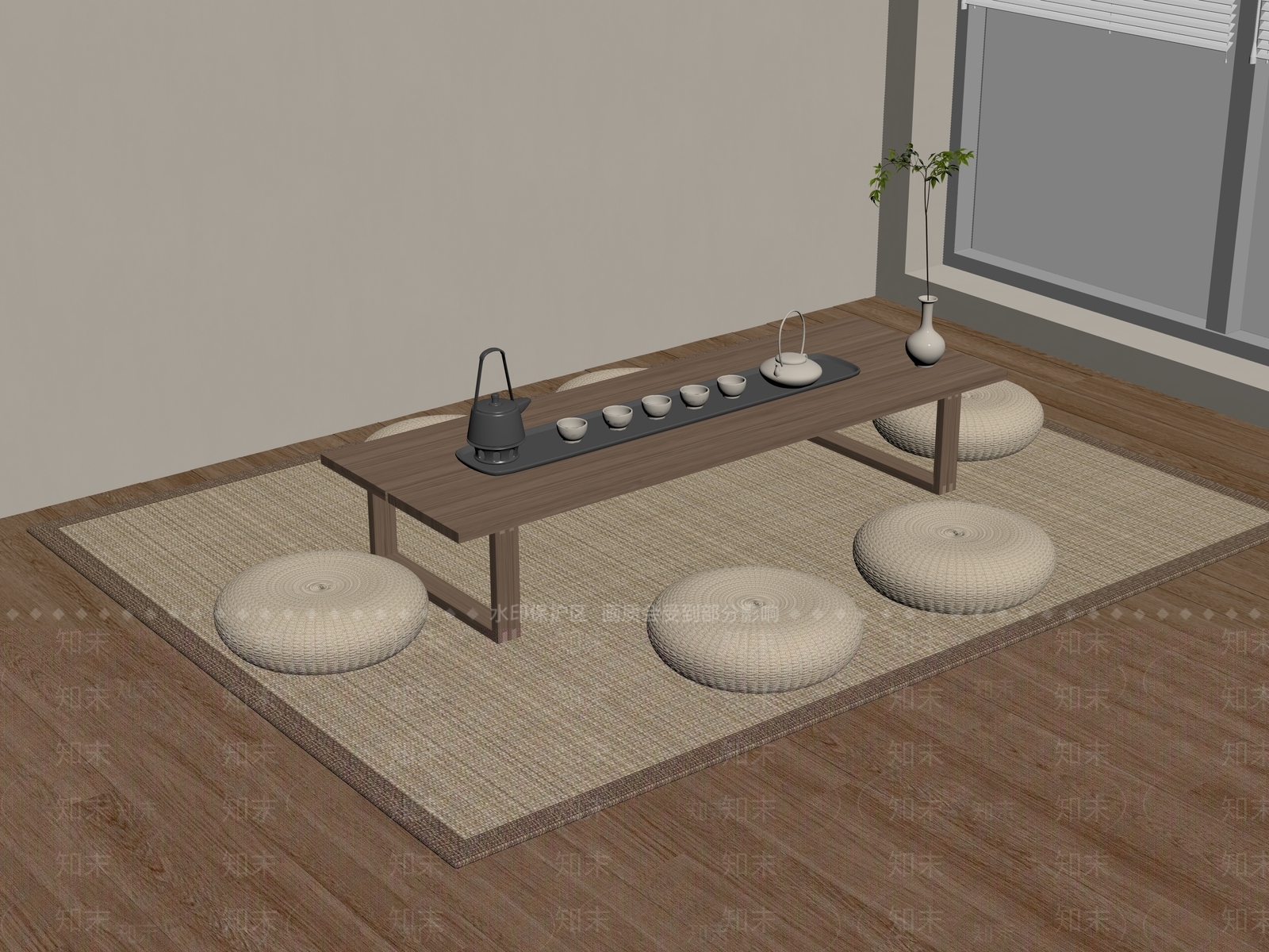现代新中式茶桌椅SU模型下载【ID:1186829485】