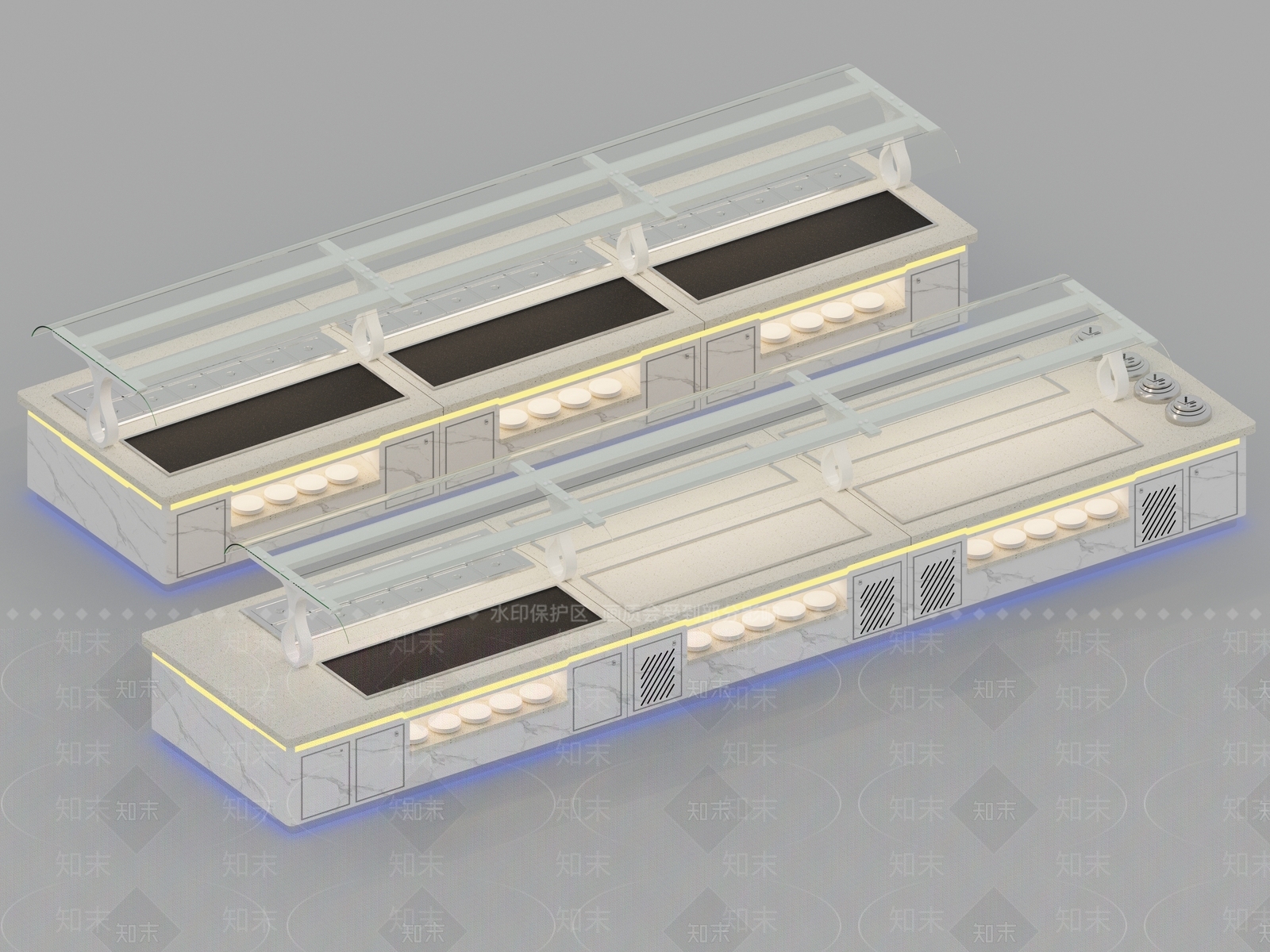 现代简约自助餐厅3D模型下载【ID:1186830682】