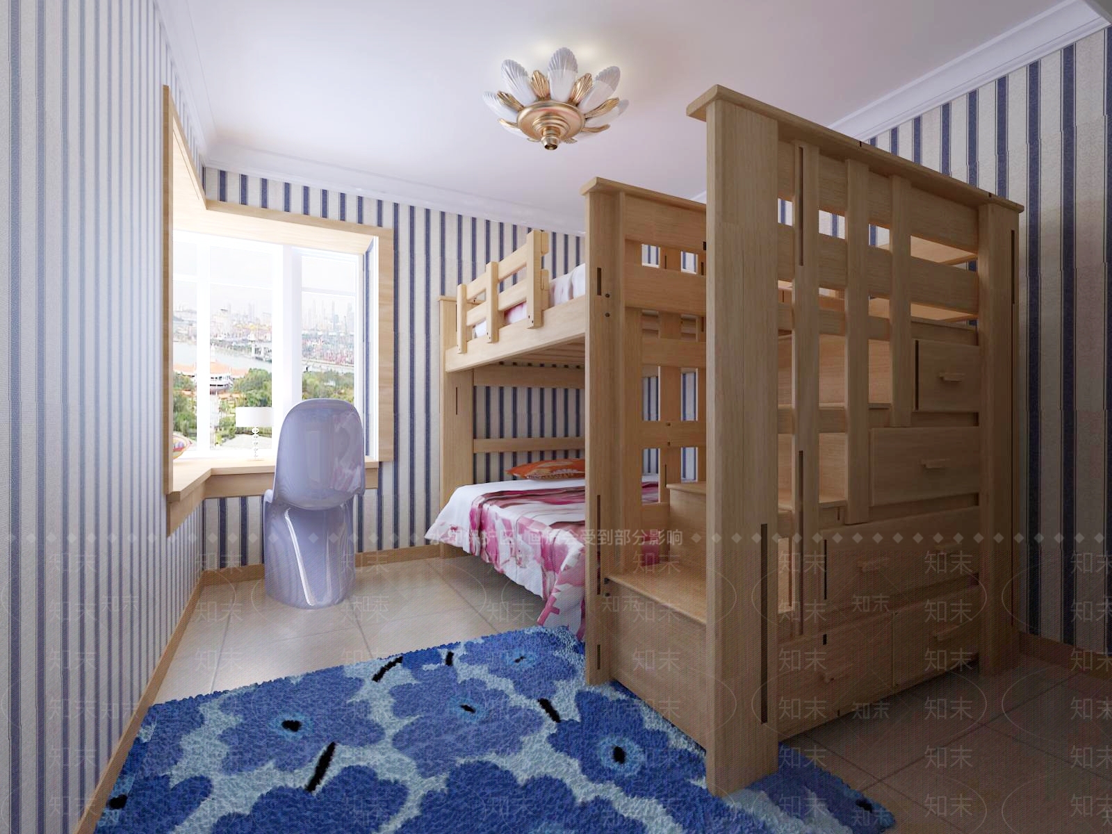 现代原木女孩房3D模型下载【ID:1186830840】