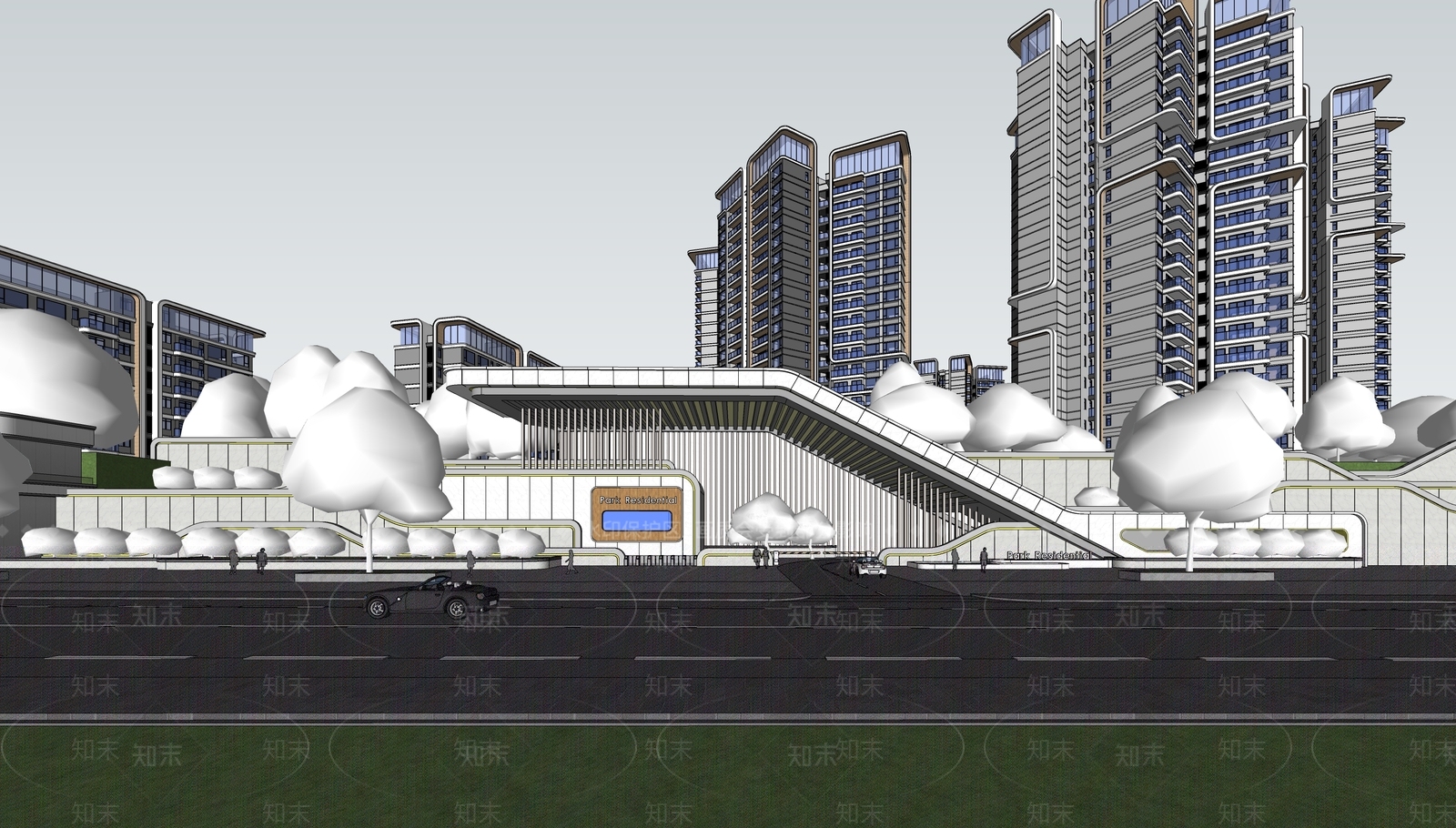 现代小区建筑SU模型下载【ID:1186835006】