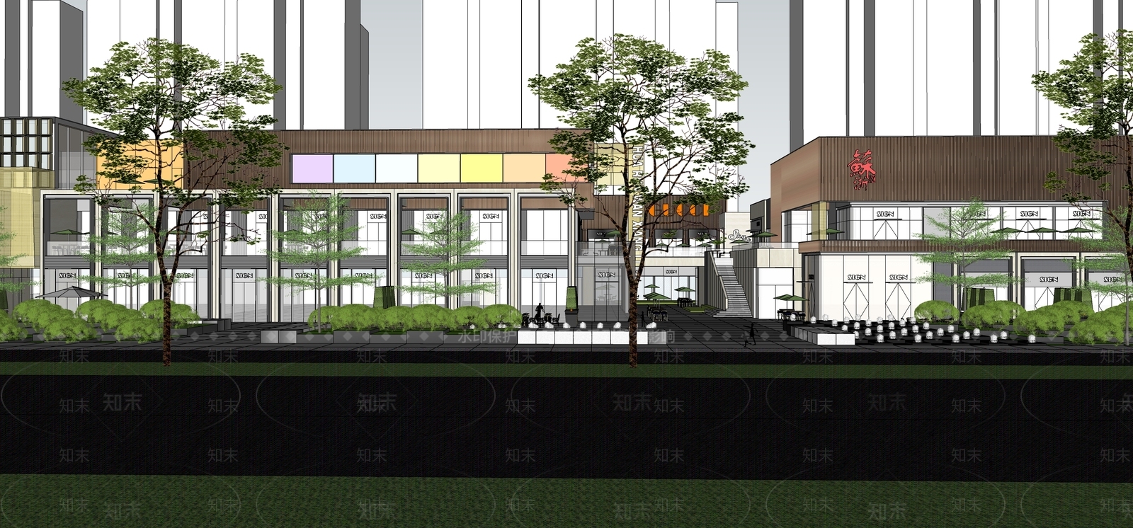 简约现代商场建筑SU模型下载【ID:1186837491】